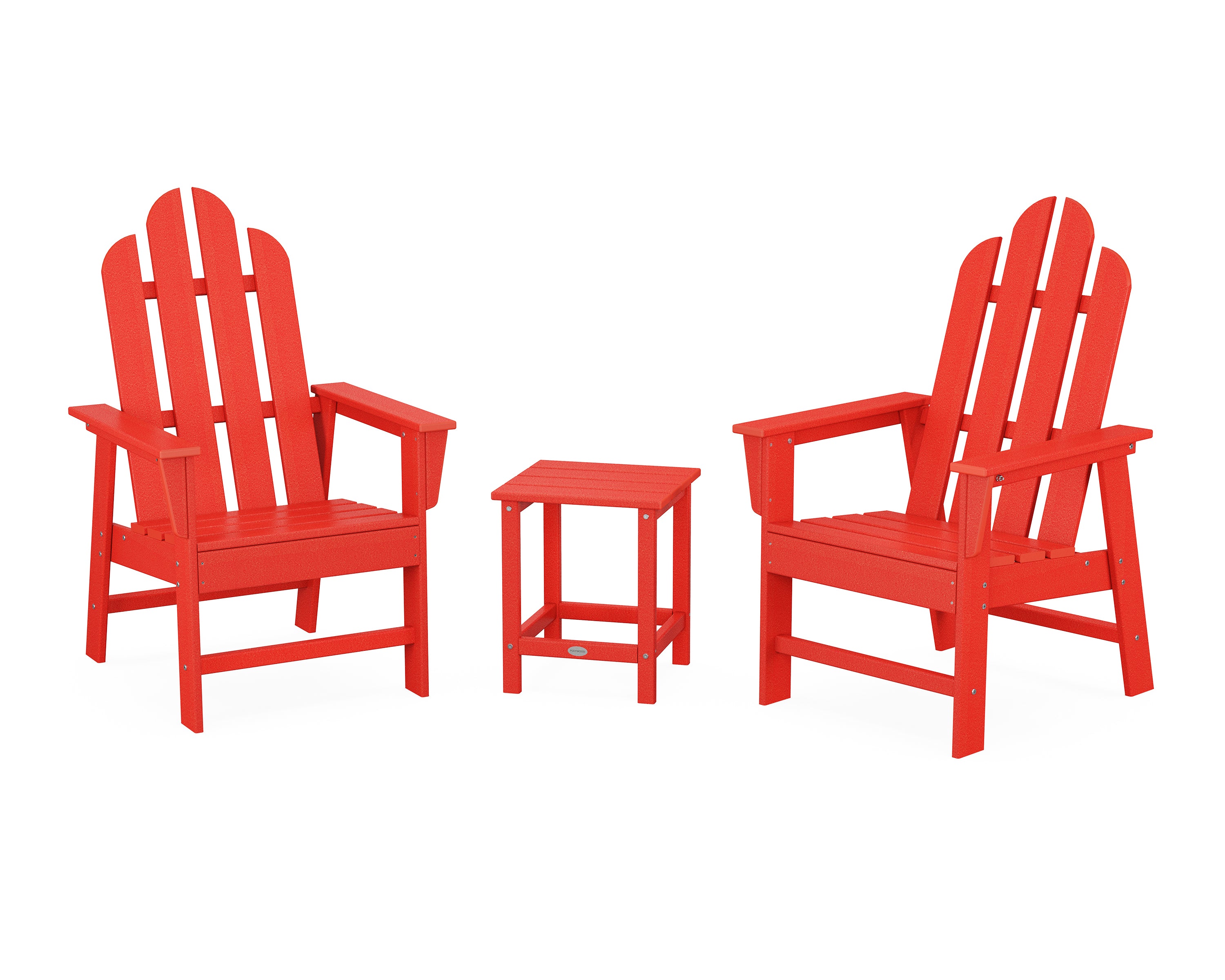 POLYWOOD Long Island 3-Piece Upright Adirondack Chair Set in Sunset Red