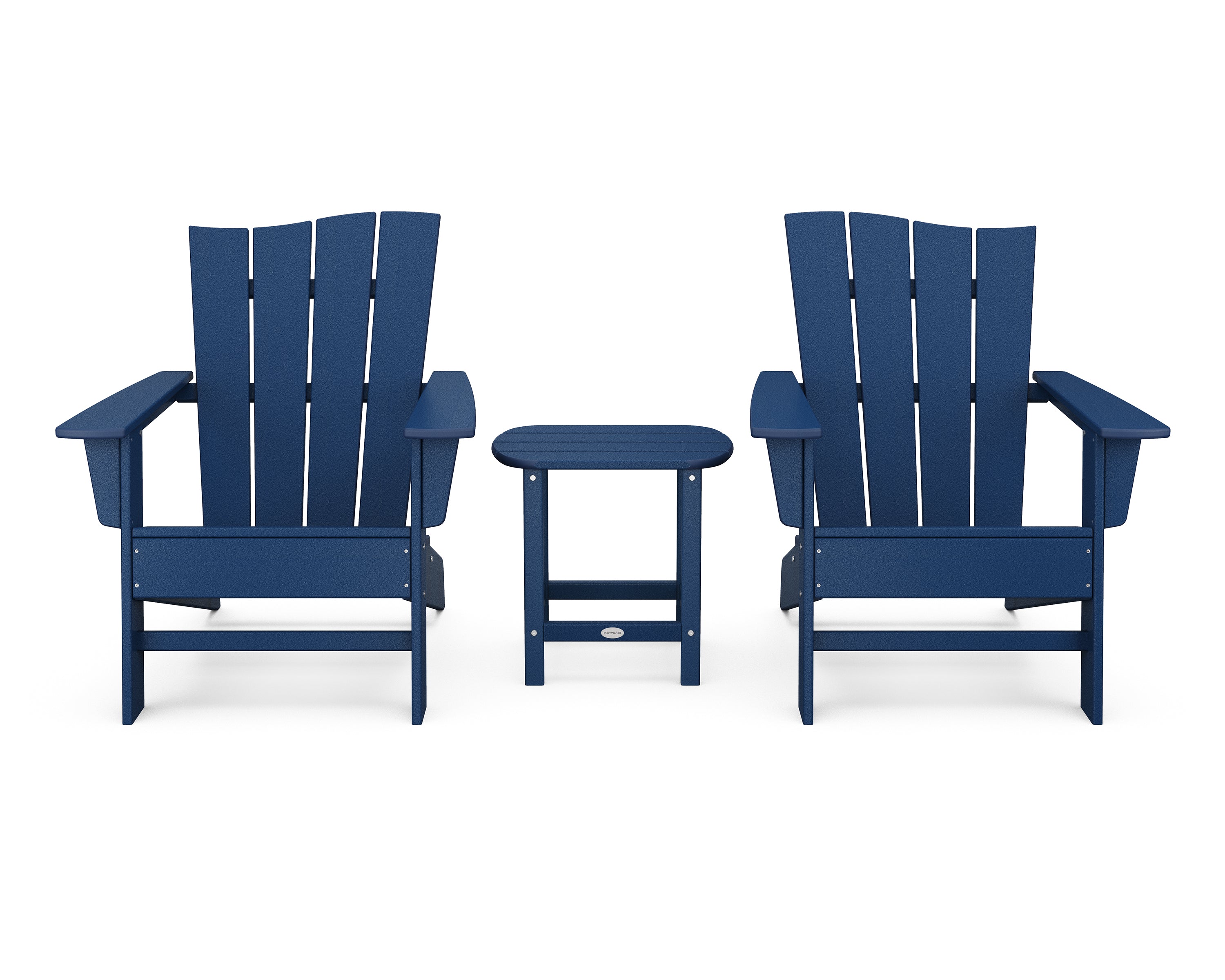 POLYWOOD® Wave 3-Piece Adirondack Chair Set in Navy