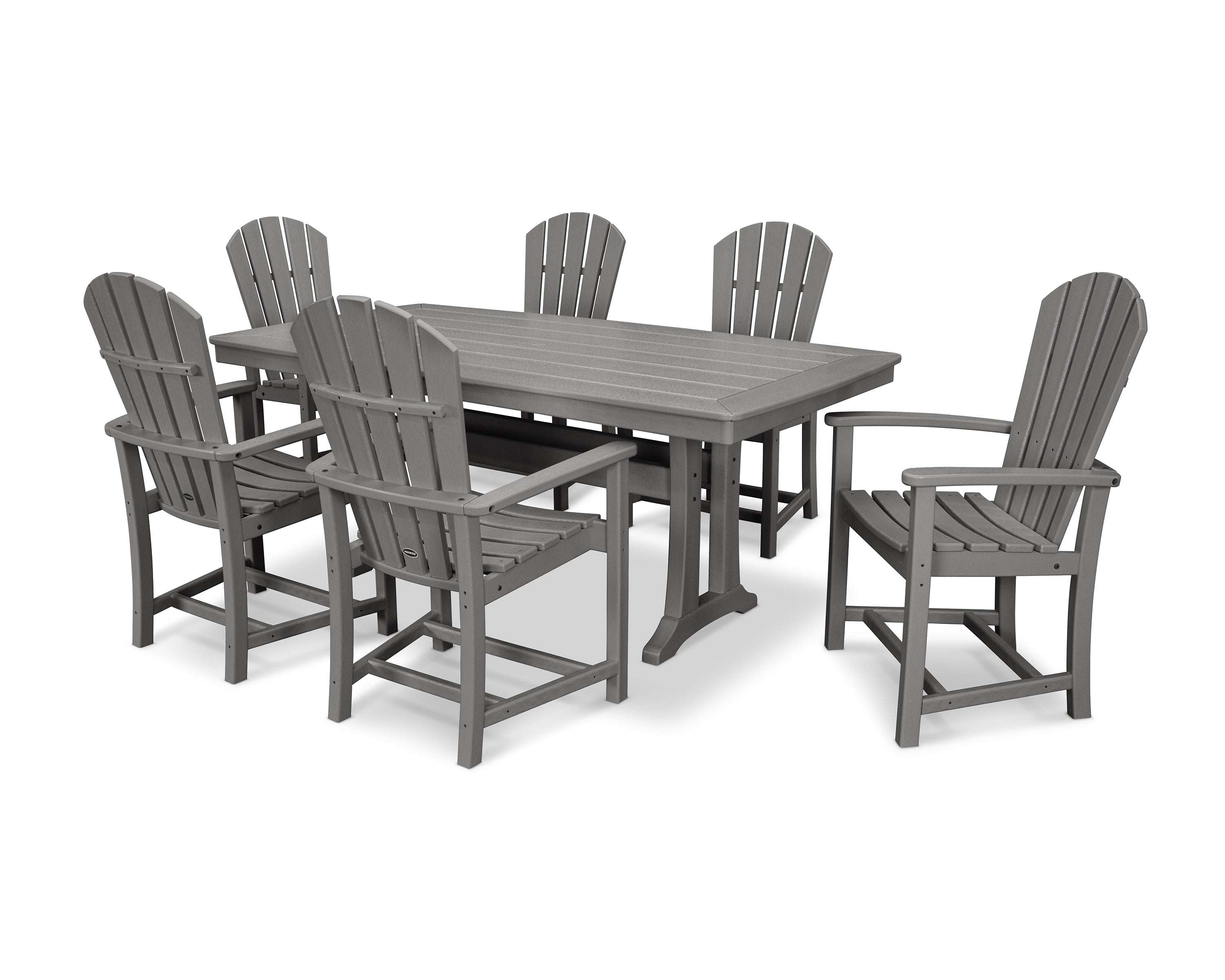 POLYWOOD Palm Coast 7-Piece Dining Set with Trestle Legs in Slate Grey