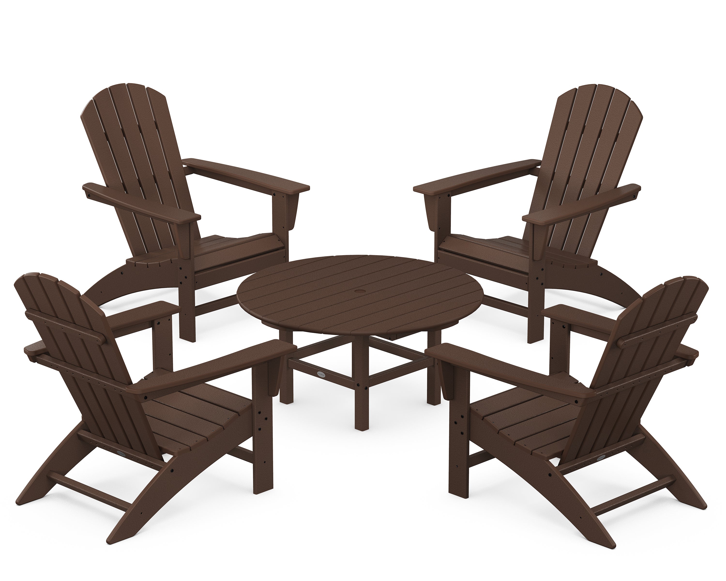 POLYWOOD Nautical 5-Piece Adirondack Chair Conversation Set in Mahogany