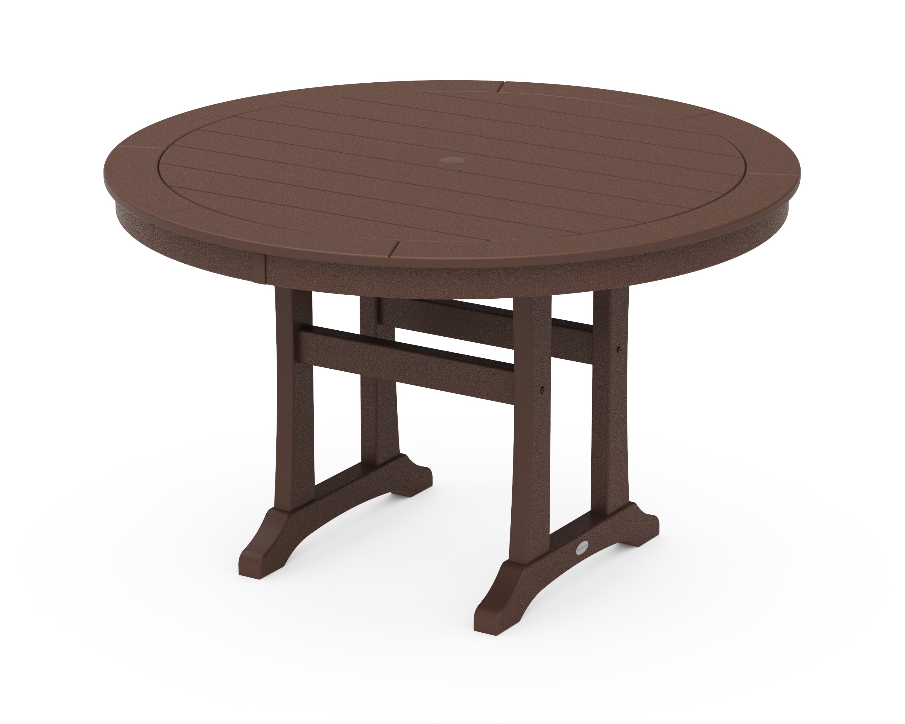 POLYWOOD Nautical Trestle 48" Round Dining Table in Mahogany