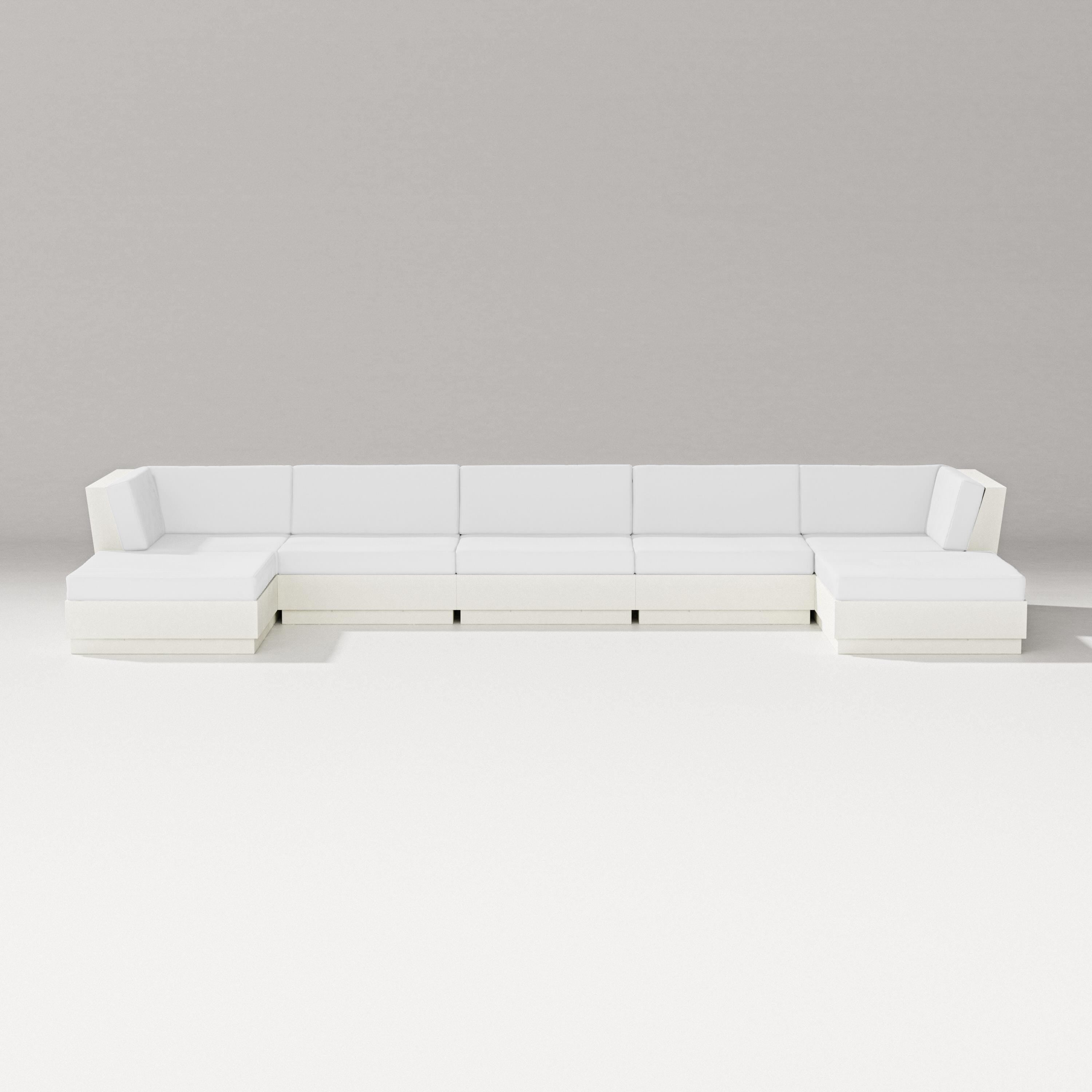 PW Designer Series Elevate 7-Piece Double Chaise Sectional in Vintage White / Natural