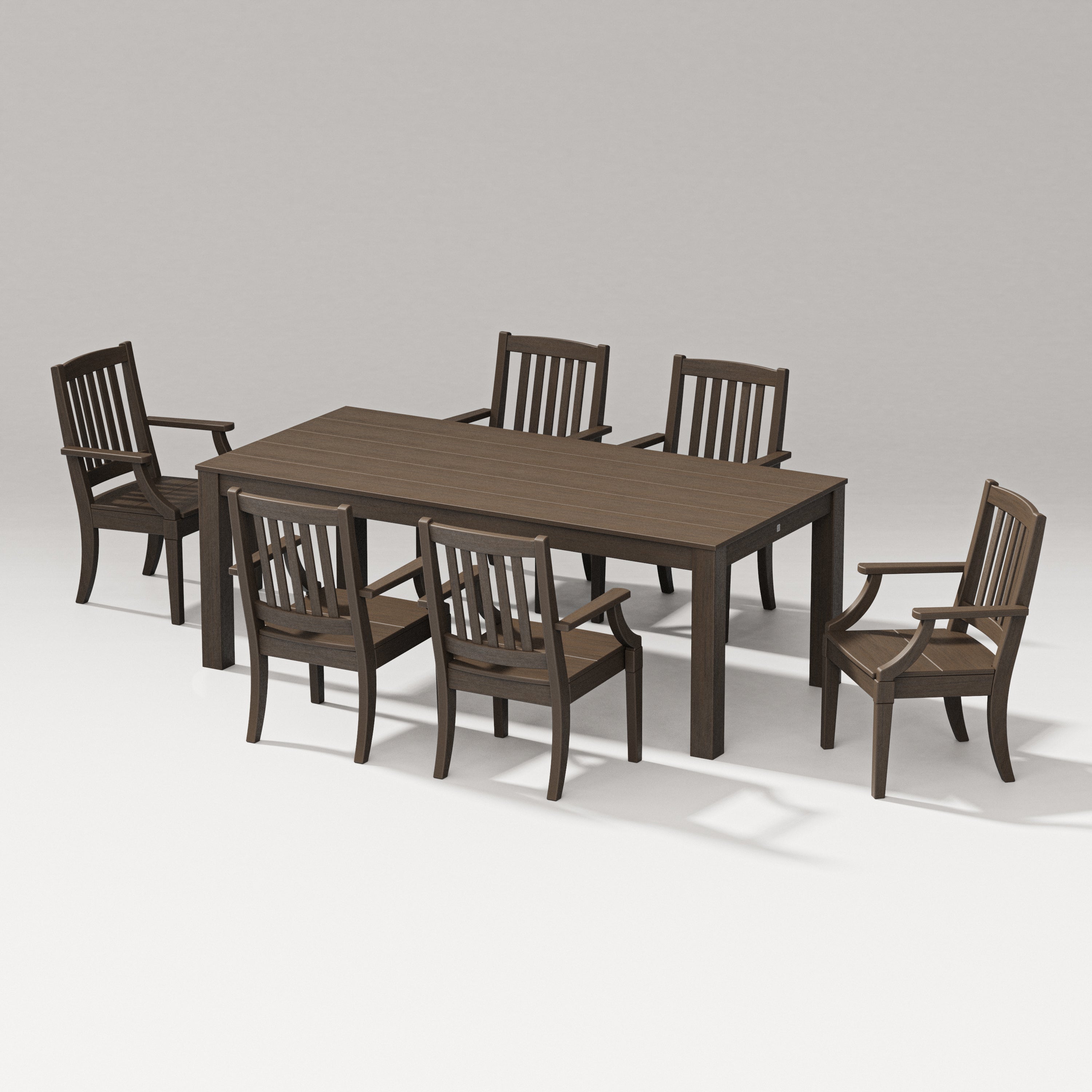 PW Designer Series Estate Arm Chair 7-Piece Parsons Table Dining Set in Kona