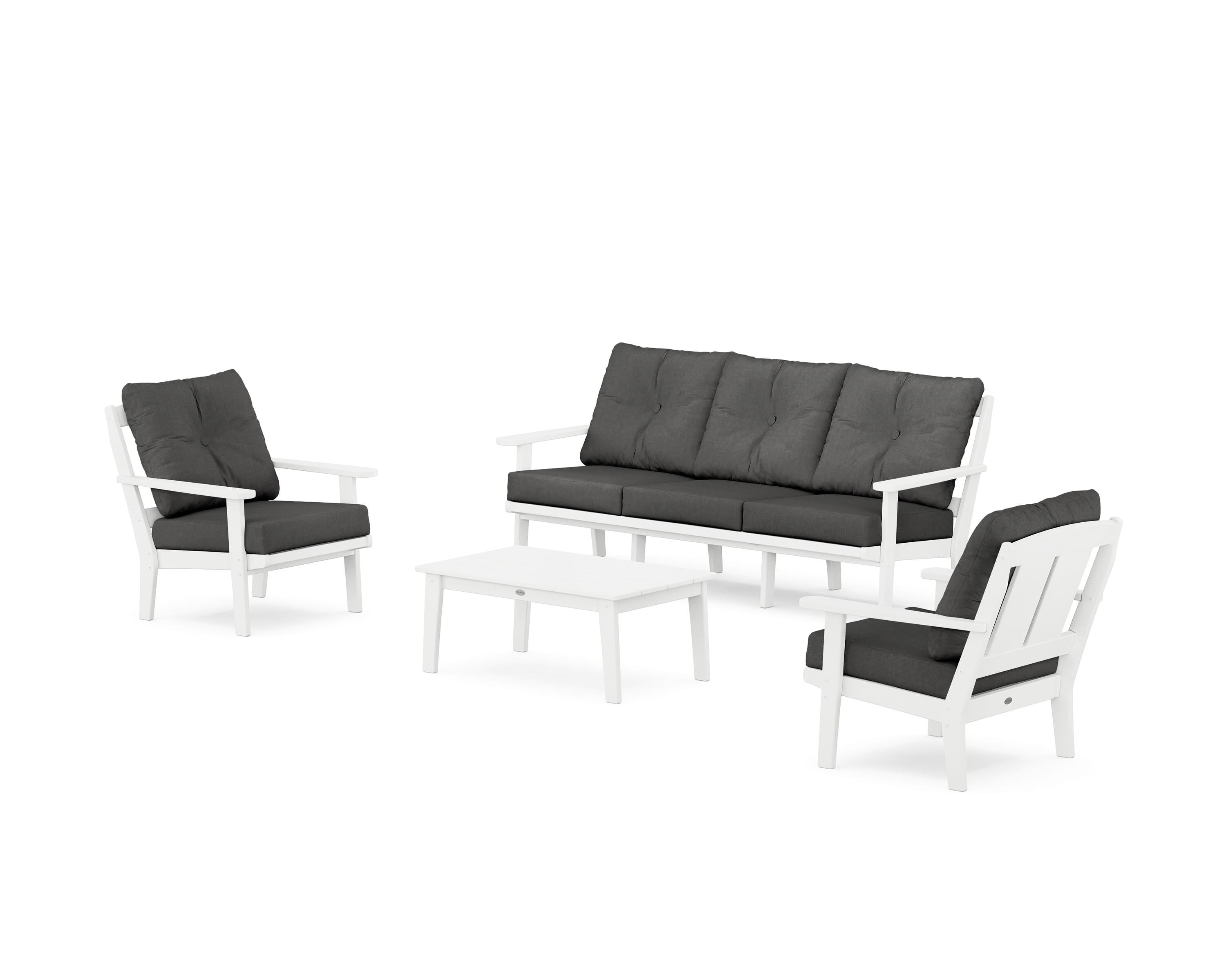 POLYWOOD Mission 4-Piece Deep Seating Set with Sofa in White / Spectrum Carbon