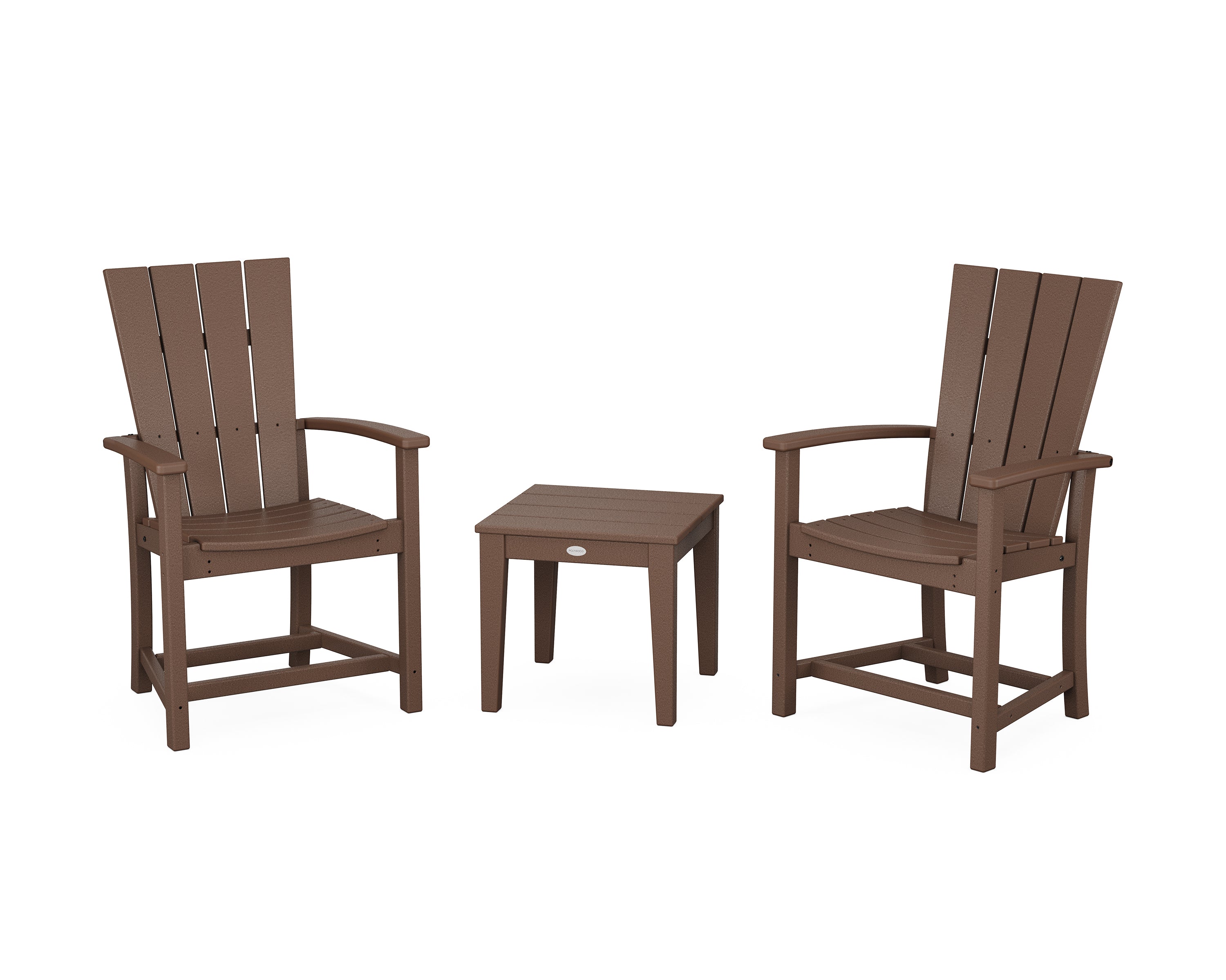 POLYWOOD Quattro 3-Piece Upright Adirondack Chair Set in Mahogany