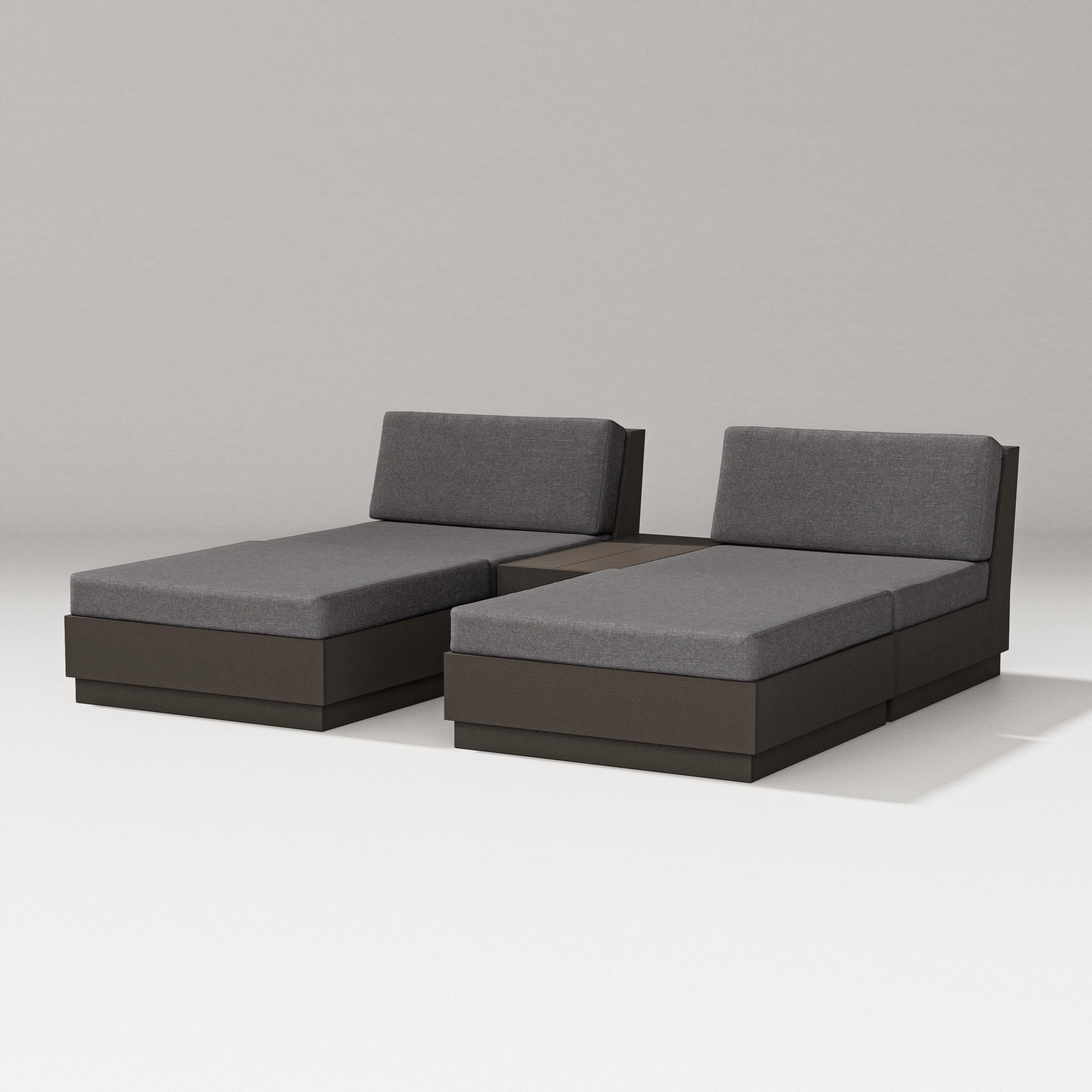 PW Designer Series Elevate Double Chaise Set in Vintage Coffee / Ash Charcoal