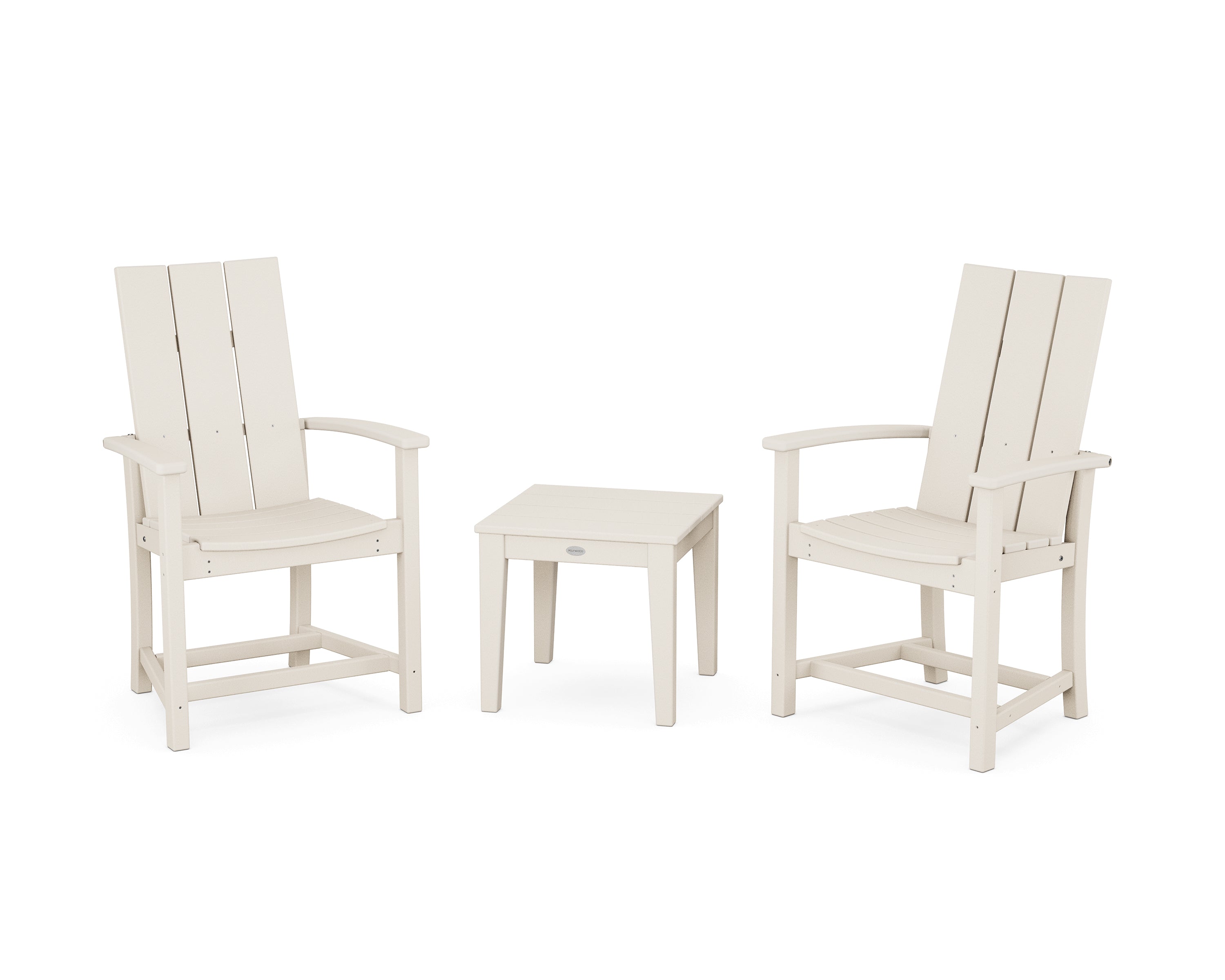 POLYWOOD Modern 3-Piece Upright Adirondack Chair Set in Sand