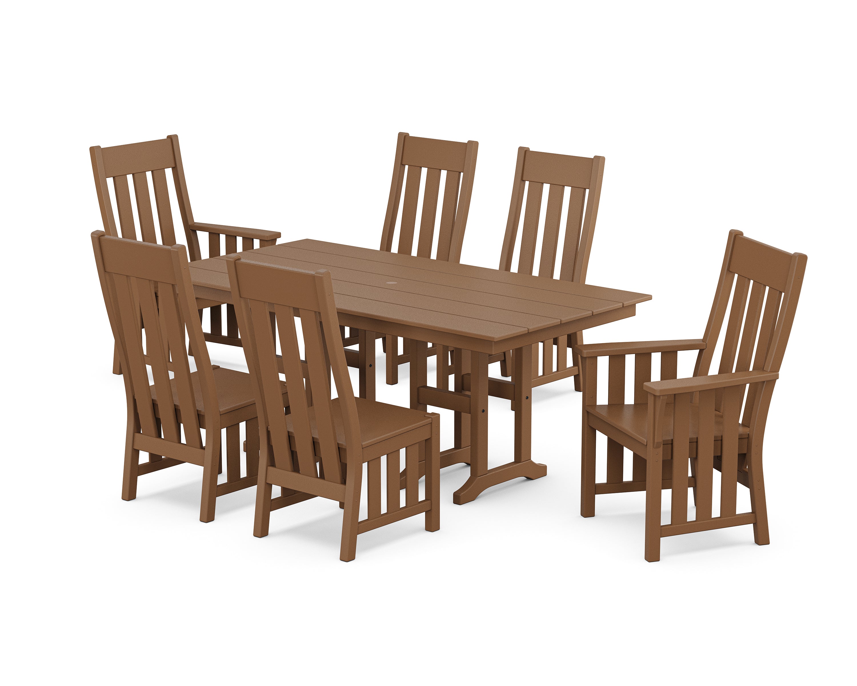 Martha Stewart by POLYWOOD Acadia 7-Piece Farmhouse Dining Set in Teak