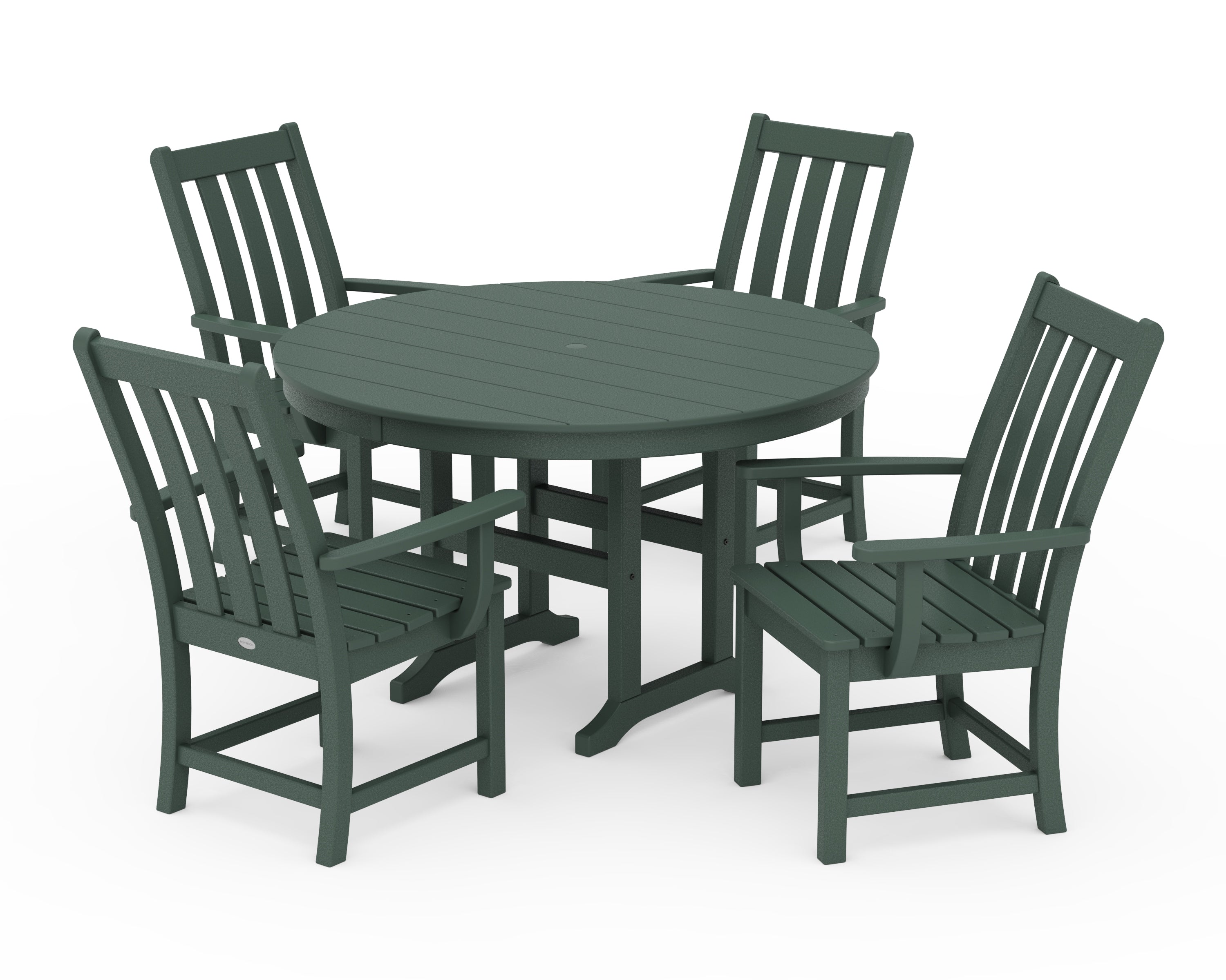 POLYWOOD Vineyard 5-Piece Round Farmhouse Dining Set in Green