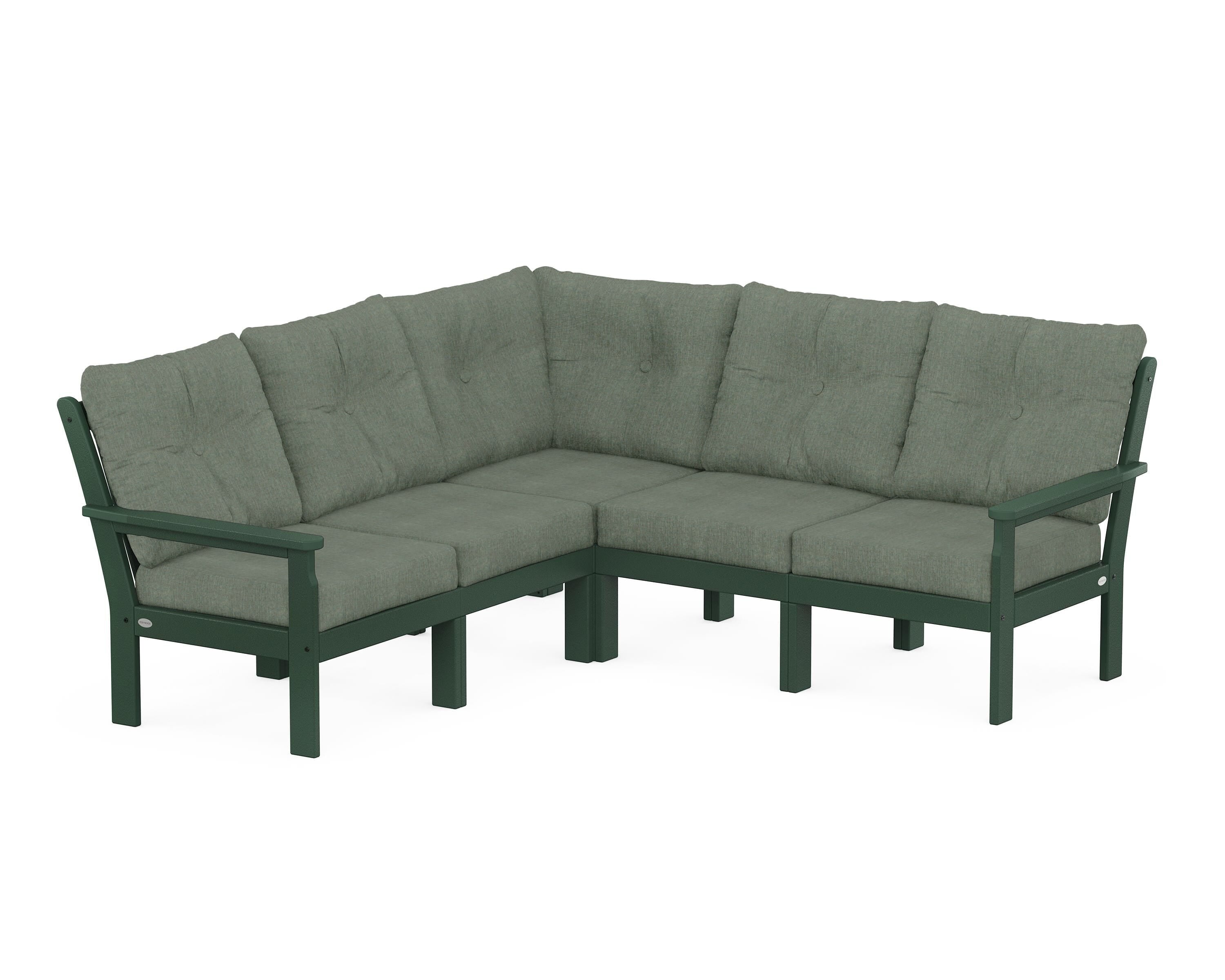 POLYWOOD Vineyard 5-Piece Sectional in Green / Cast Sage