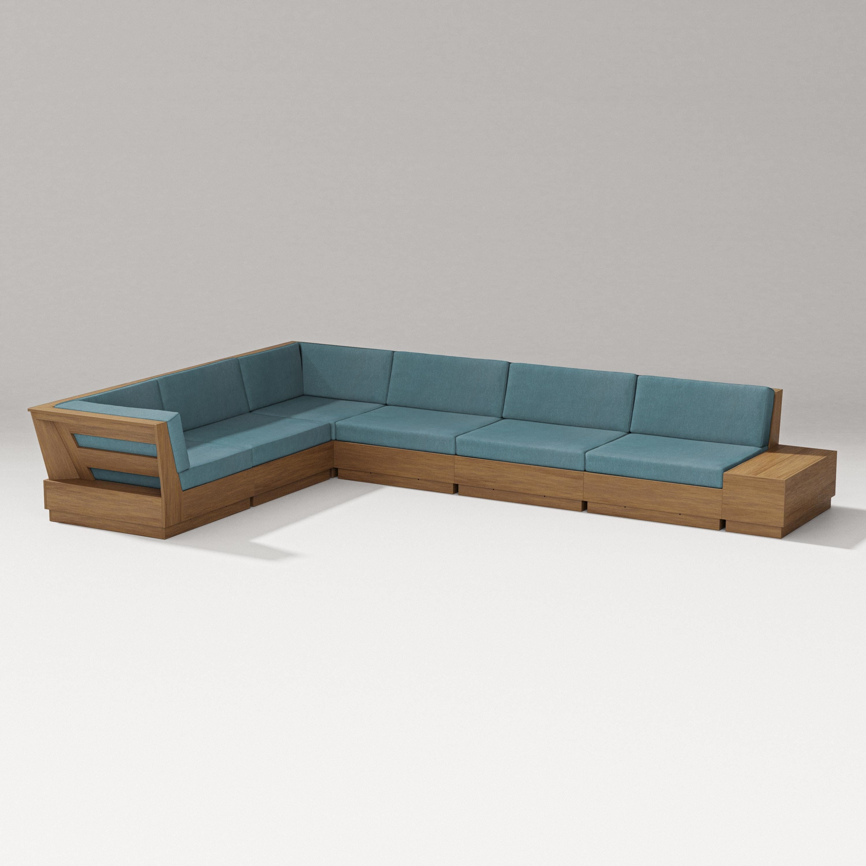 PW Designer Series Elevate 7-Piece Corner Sectional in Natural / Ocean Teal
