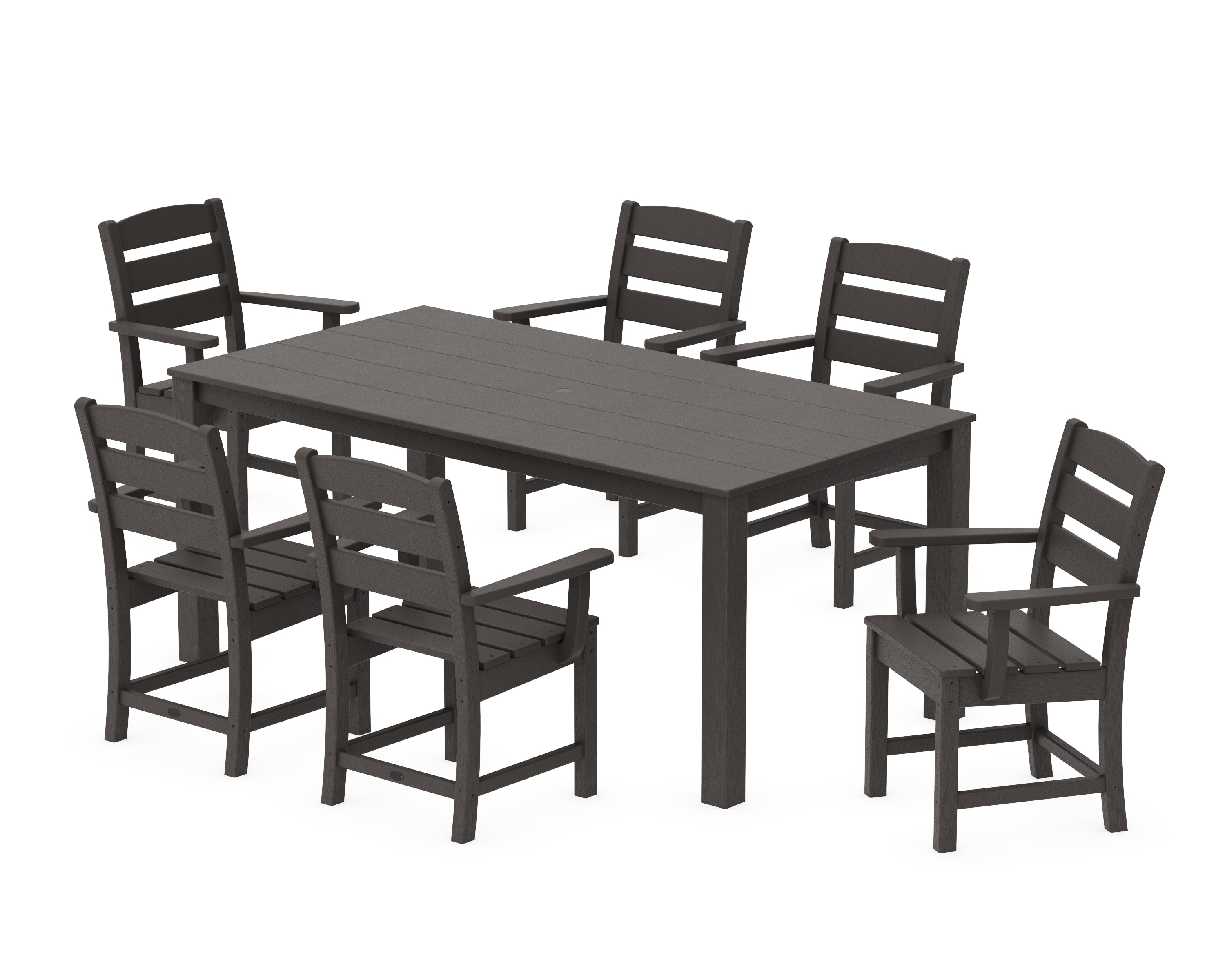 POLYWOOD Lakeside Arm Chair 7-Piece Parsons Dining Set in Vintage Coffee