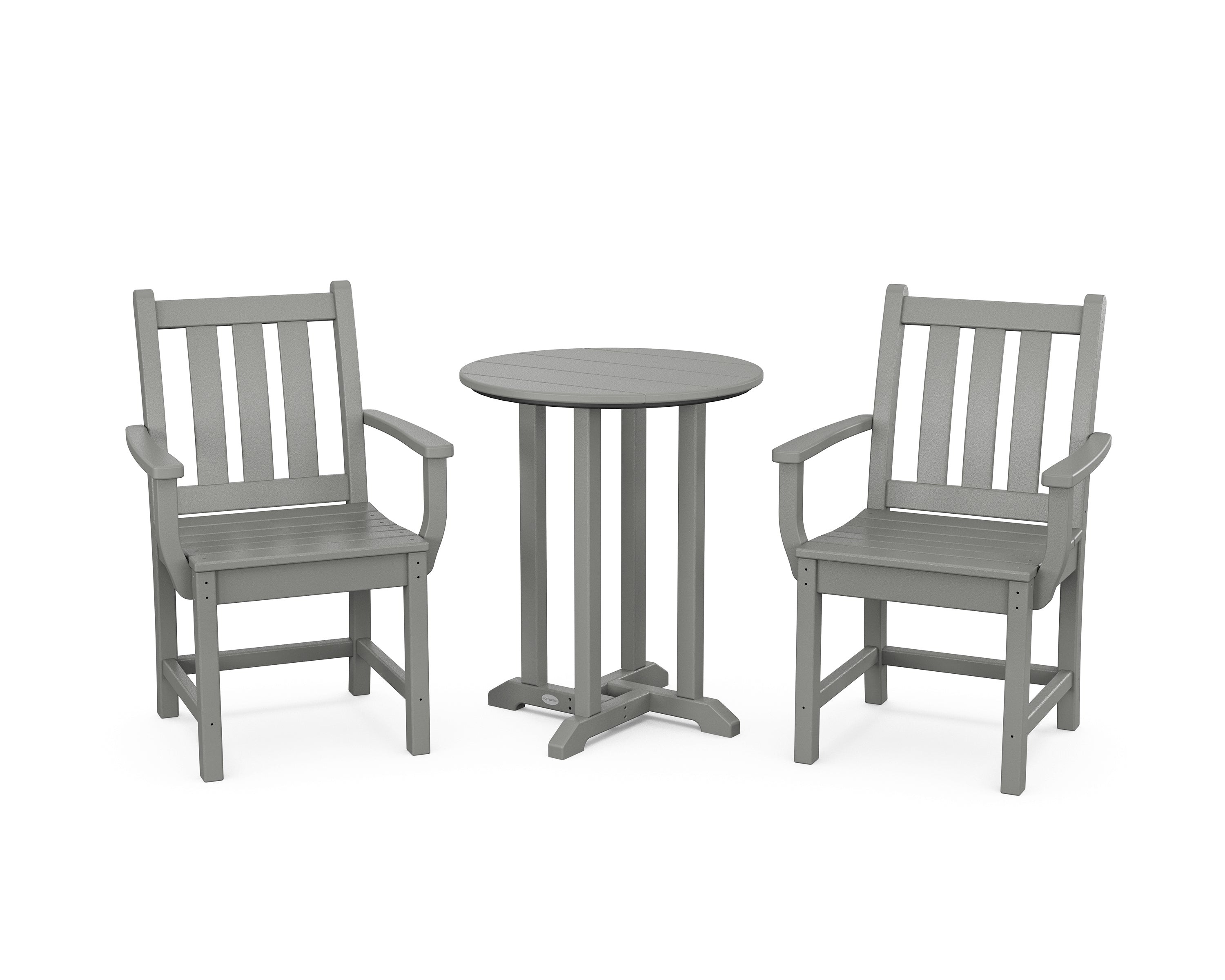POLYWOOD Traditional Garden 3-Piece Round Bistro Dining Set in Slate Grey