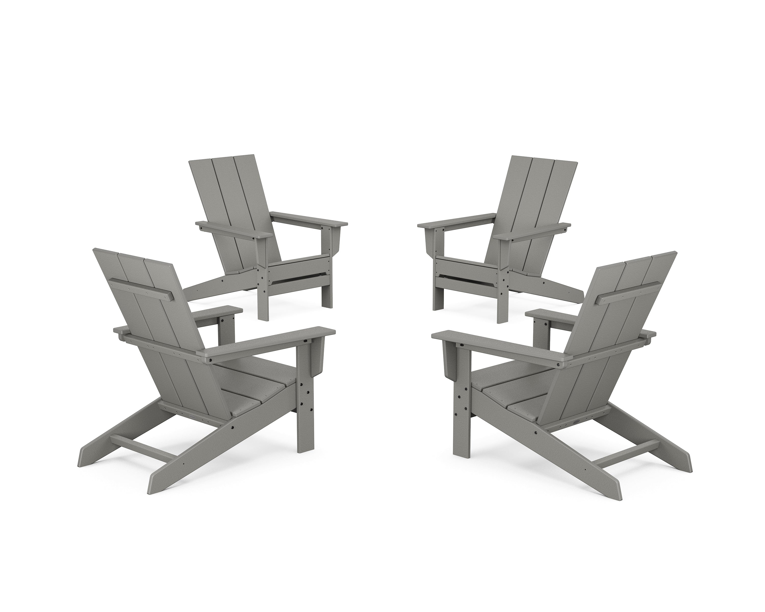 POLYWOOD 4-Piece Modern Studio Adirondack Chair Conversation Set in Slate Grey