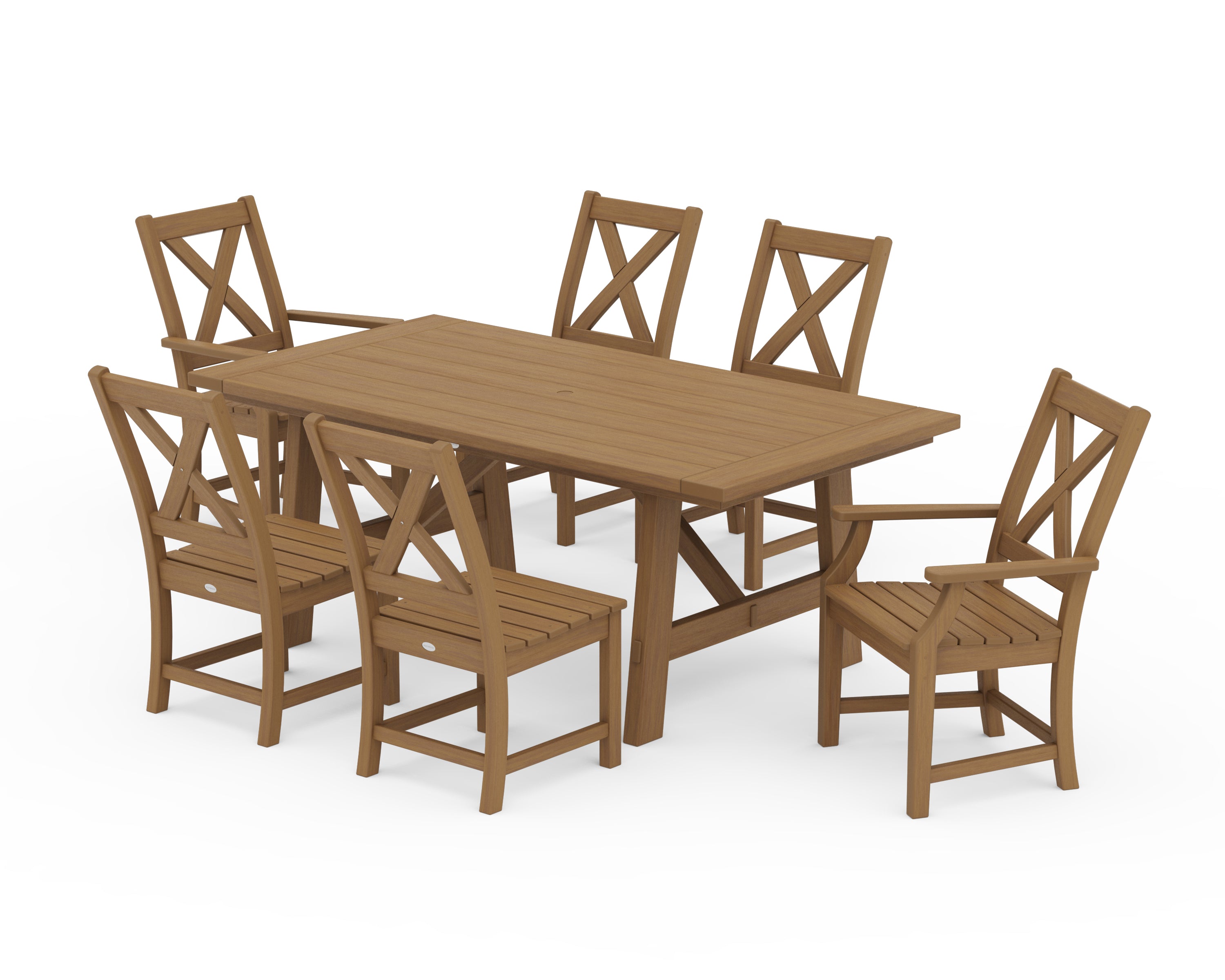 POLYWOOD Braxton 7-Piece Rustic Farmhouse Dining Set in Natural