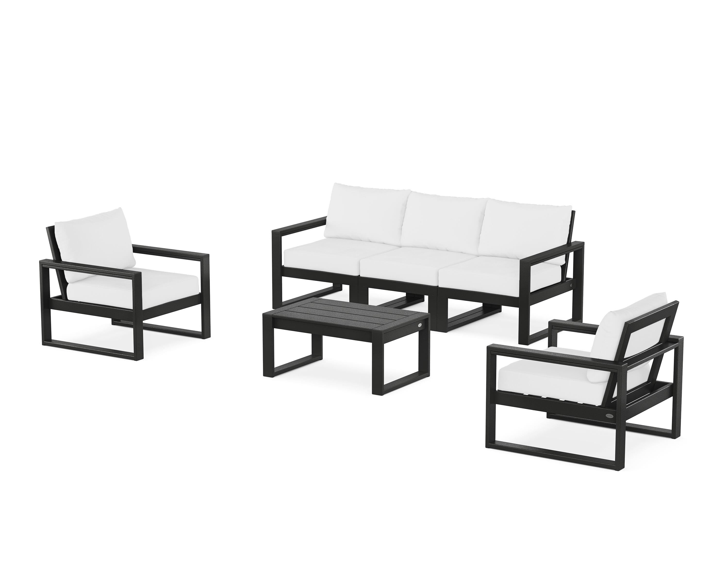 POLYWOOD EDGE Sectional 4-Piece Deep Seating Set with Sofa in Black / Natural