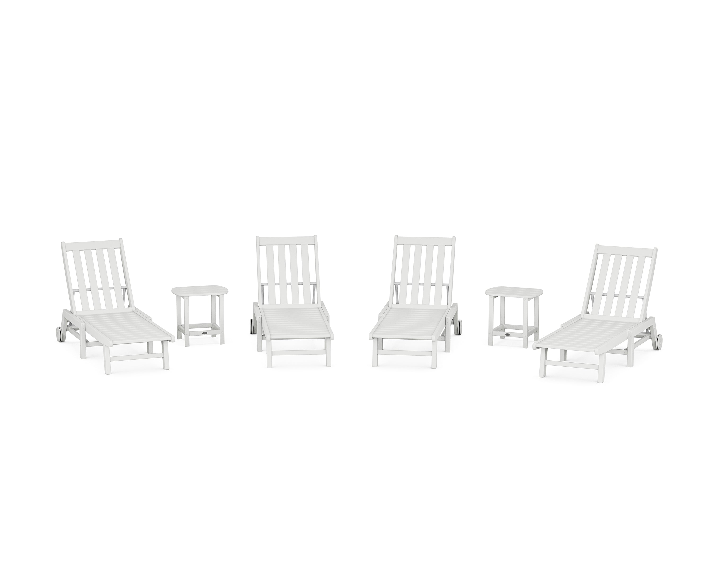POLYWOOD Vineyard 6-Piece Chaise with Wheels Set in White