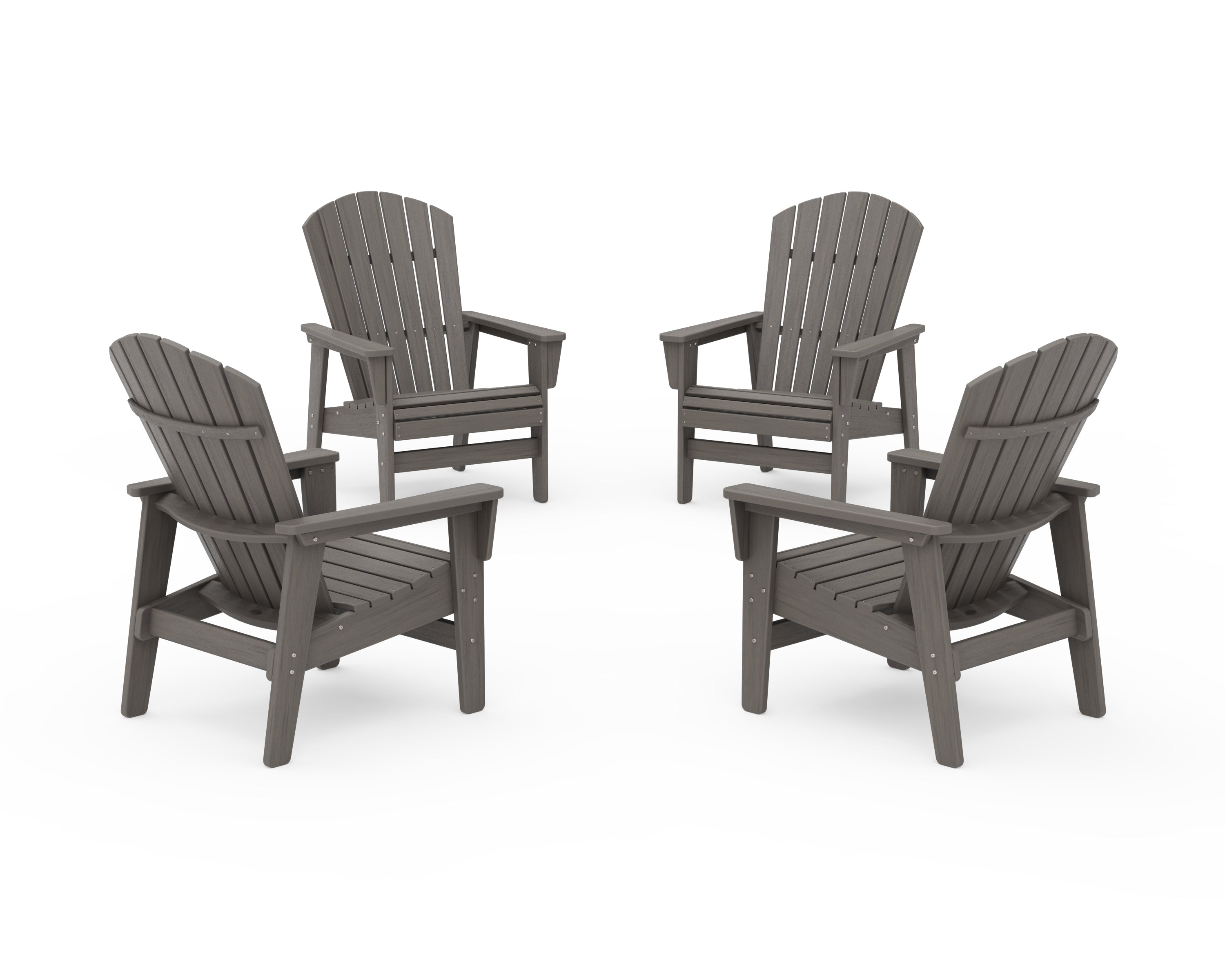 POLYWOOD 4-Piece Nautical Grand Upright Adirondack Chair Conversation Set in Driftwood