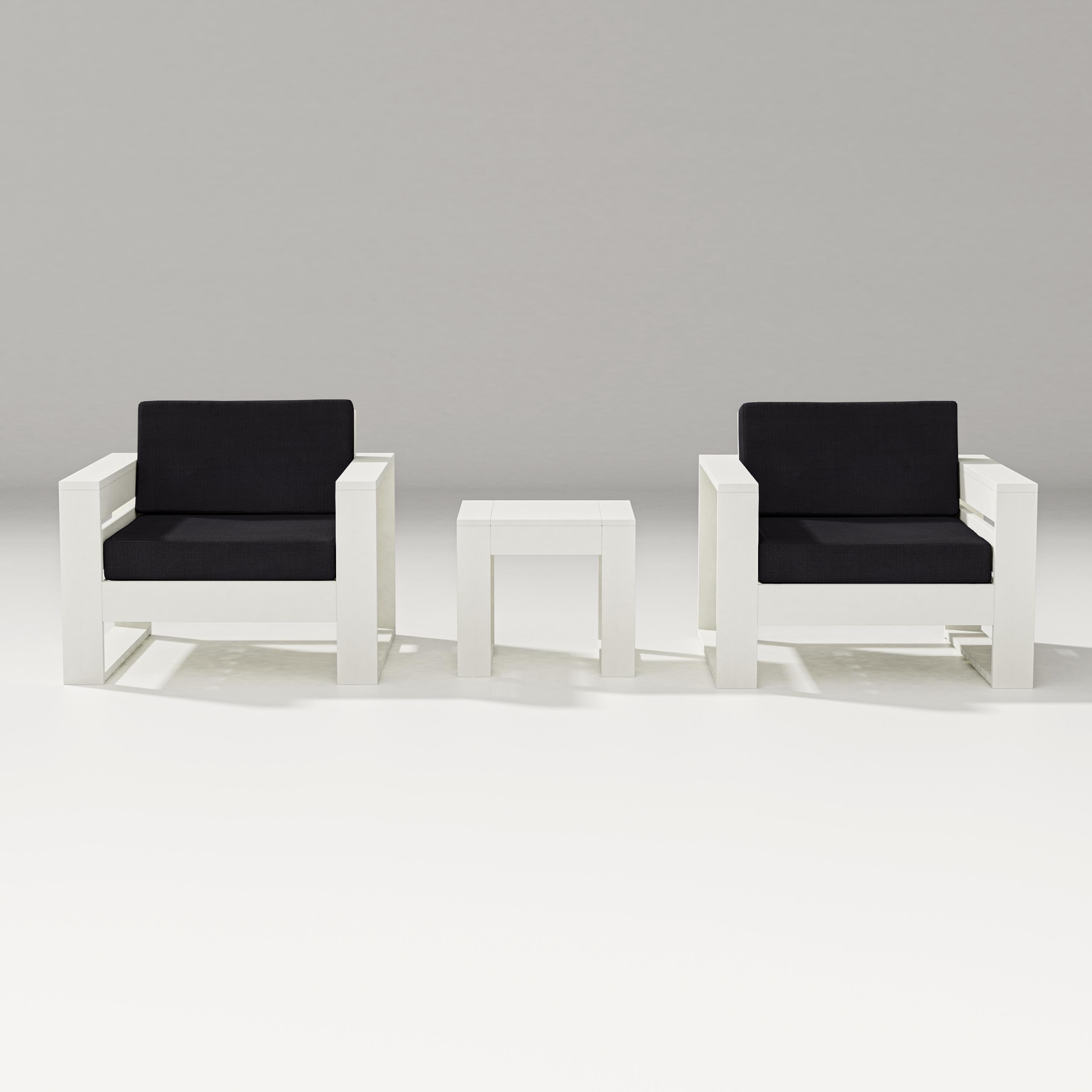 PW Designer Series Latitude 3-Piece Lounge Chair Set in Vintage White / Midnight Linen