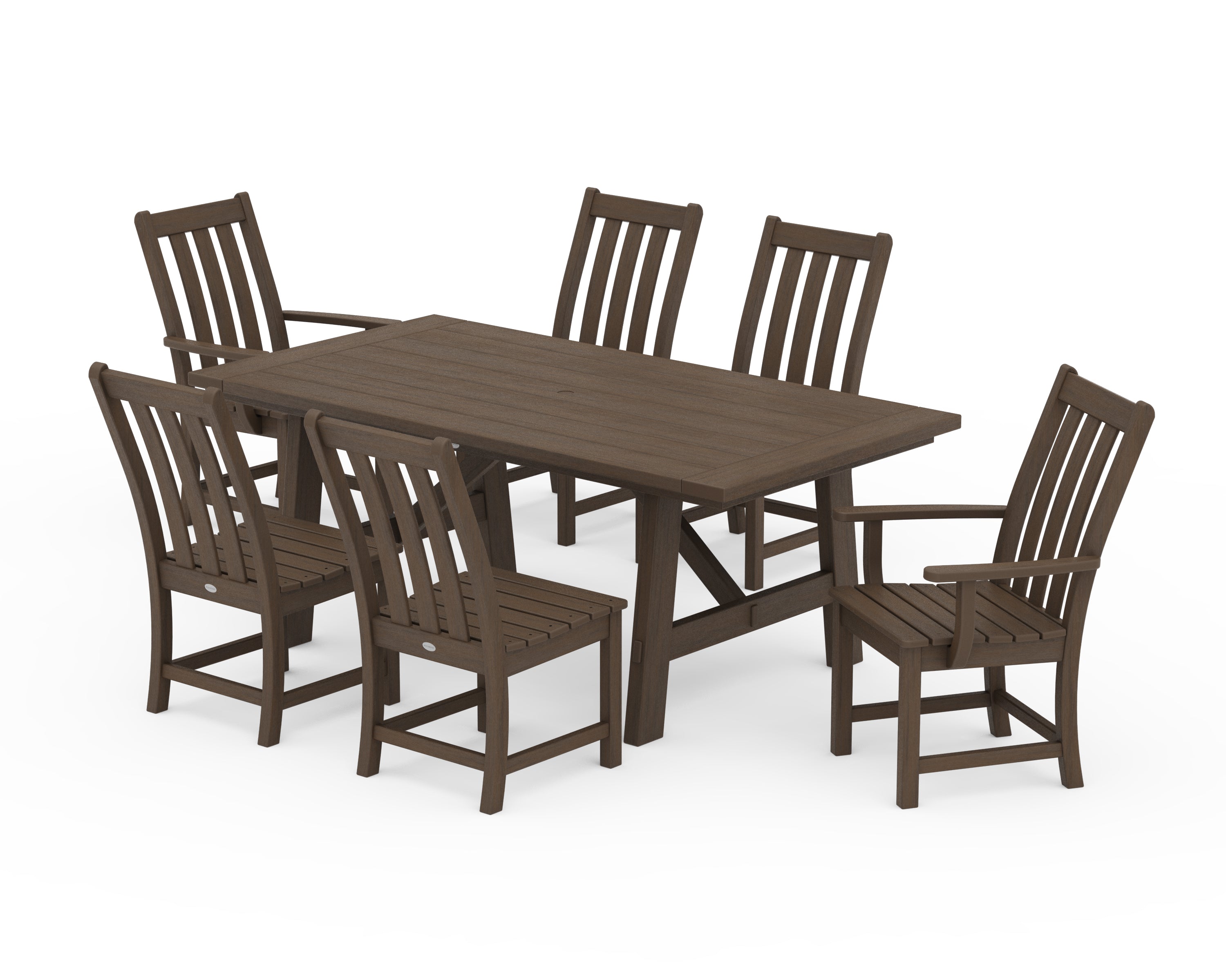 POLYWOOD Vineyard 7-Piece Rustic Farmhouse Dining Set in Kona