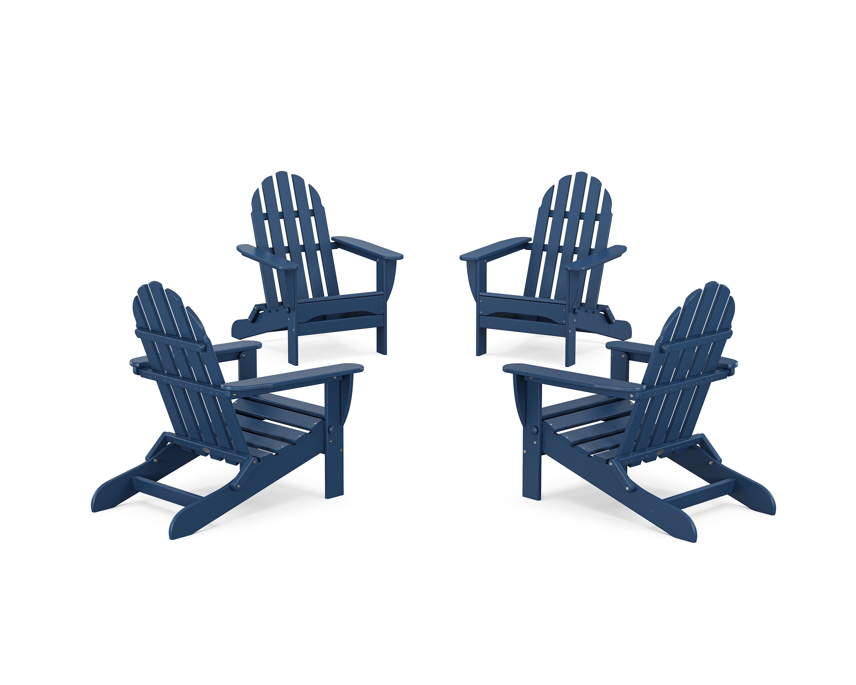 POLYWOOD 4-Piece Classic Folding Adirondack Conversation Set in Navy