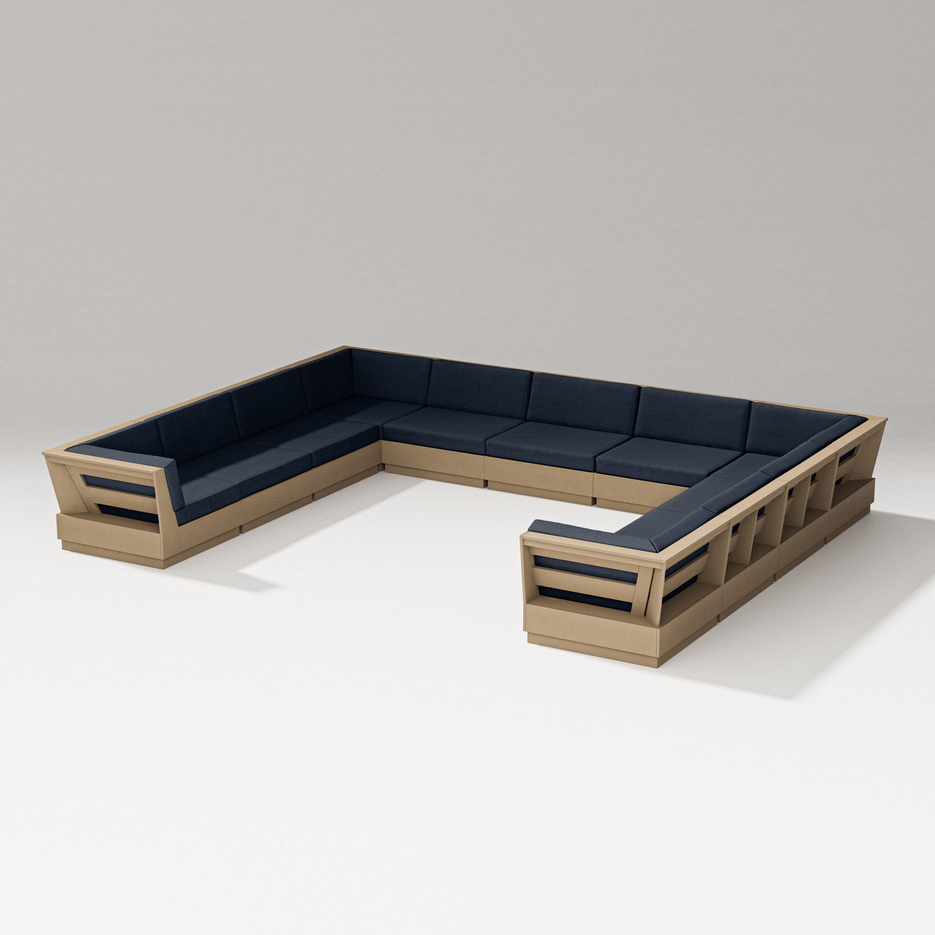 PW Designer Series Elevate Large U-Shaped Sectional in Vintage Sahara / Marine Indigo