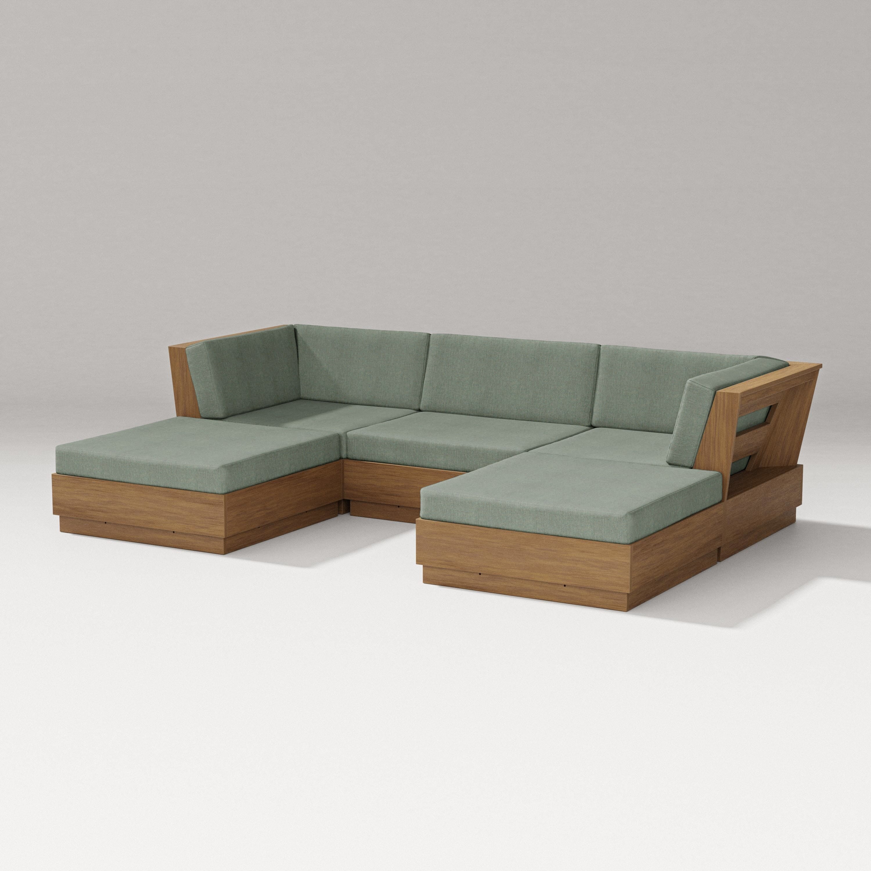 PW Designer Series Elevate Double Chaise Sectional in Natural / Cast Sage