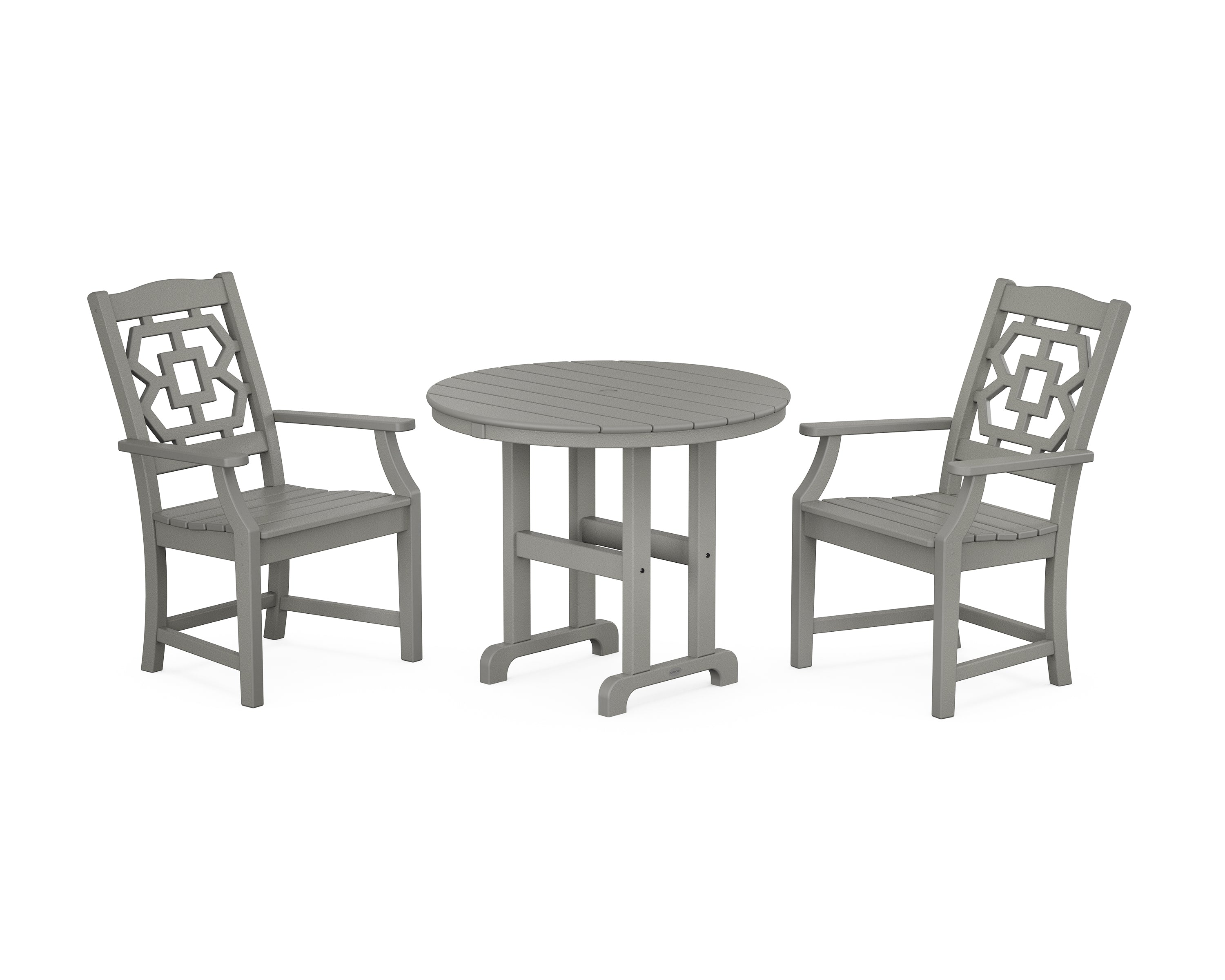 Martha Stewart by POLYWOOD® Chinoiserie 3-Piece Farmhouse Dining Set in Slate Grey