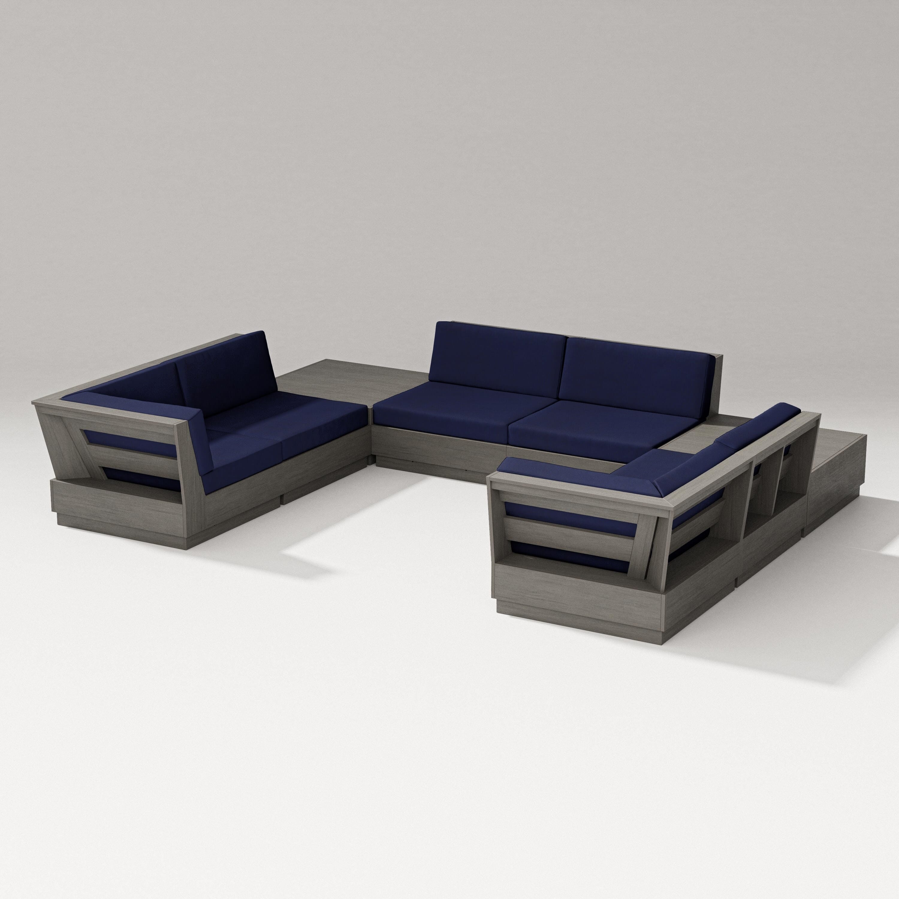 PW Designer Series Elevate 8-Piece U-Shaped Sectional in Driftwood / Navy