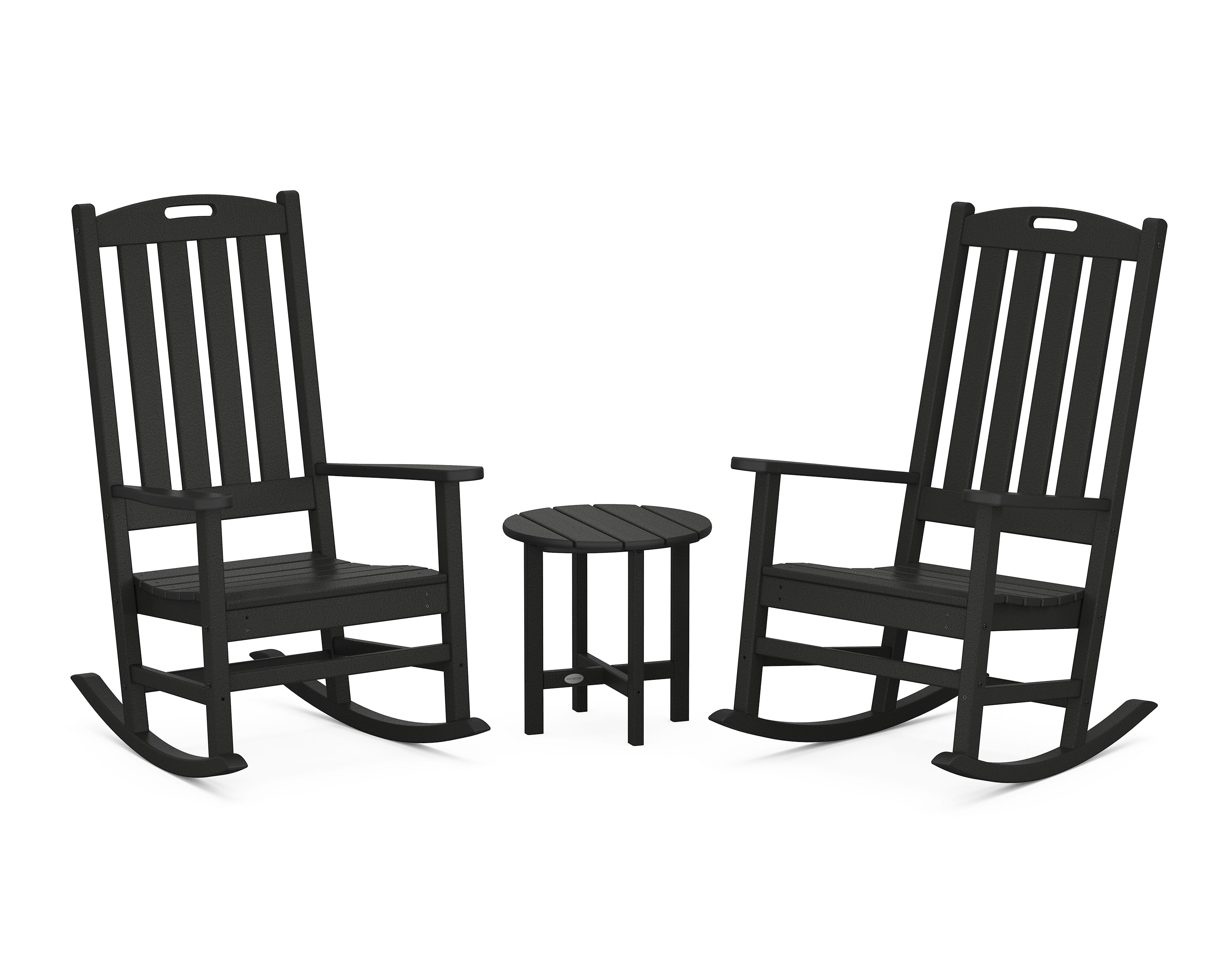 POLYWOOD® Nautical 3-Piece Porch Rocking Chair Set in Black