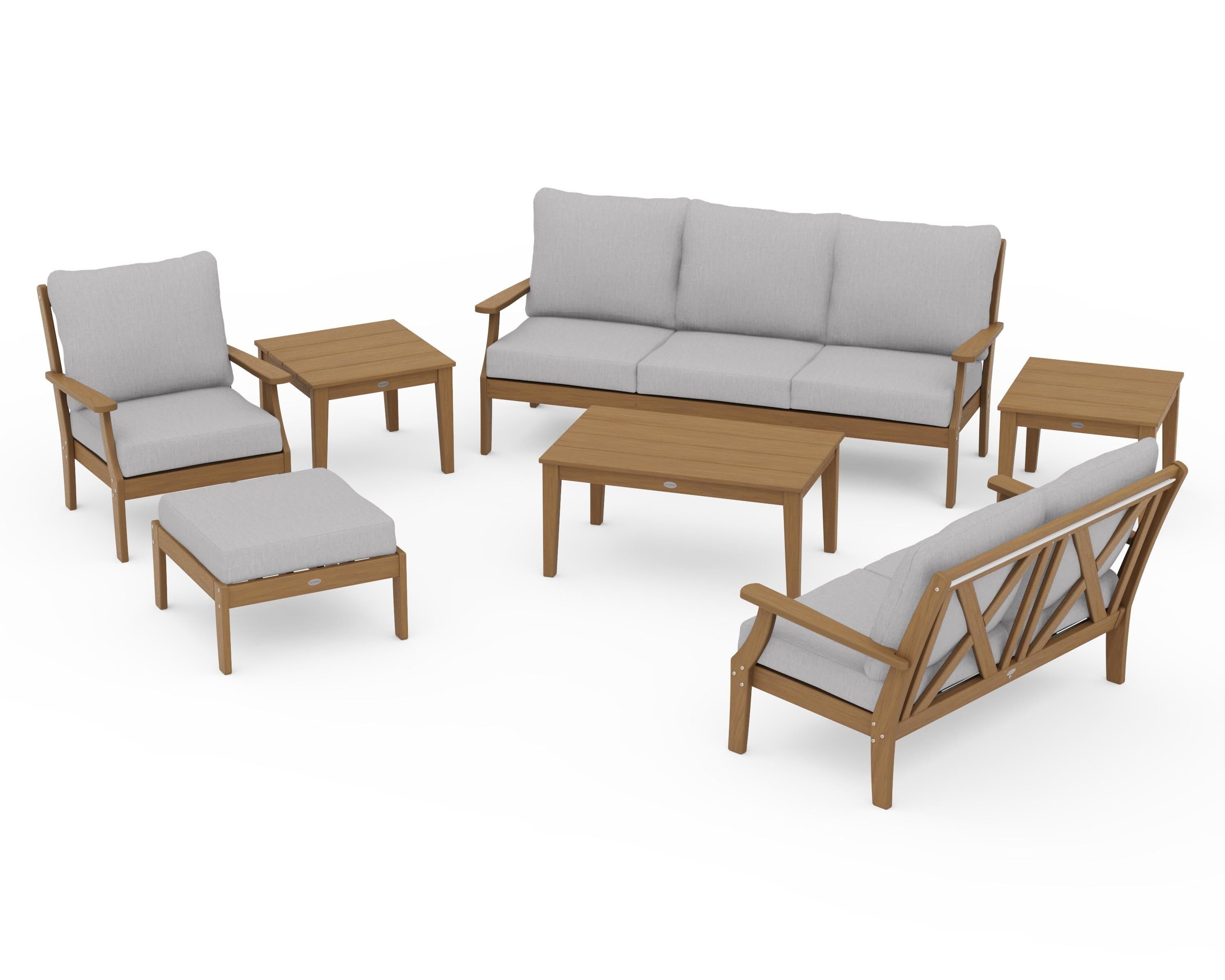 POLYWOOD Braxton 7-Piece Deep Seating Set in Natural / Granite