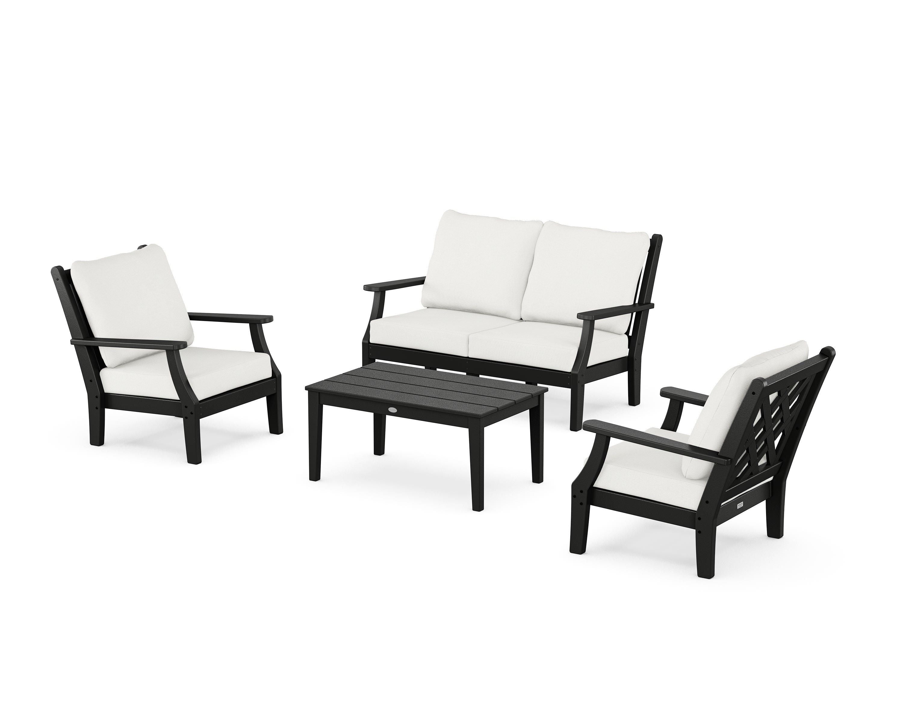 Country Living Wovendale 4-Piece Deep Seating Set with Loveseat in Black / Natural Linen