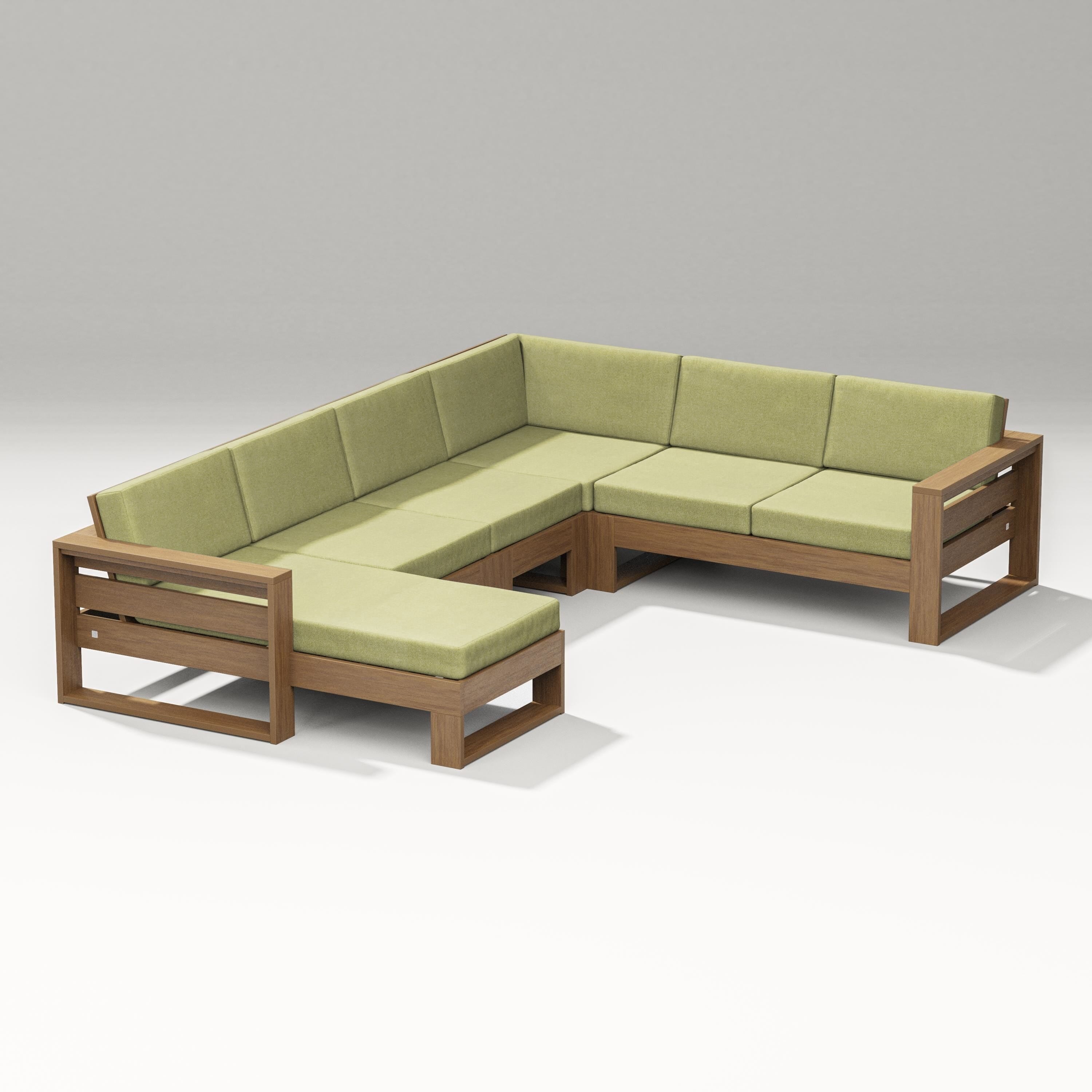 PW Designer Series Latitude Corner Sectional with Left Chaise in Natural / Chartreuse Boucle