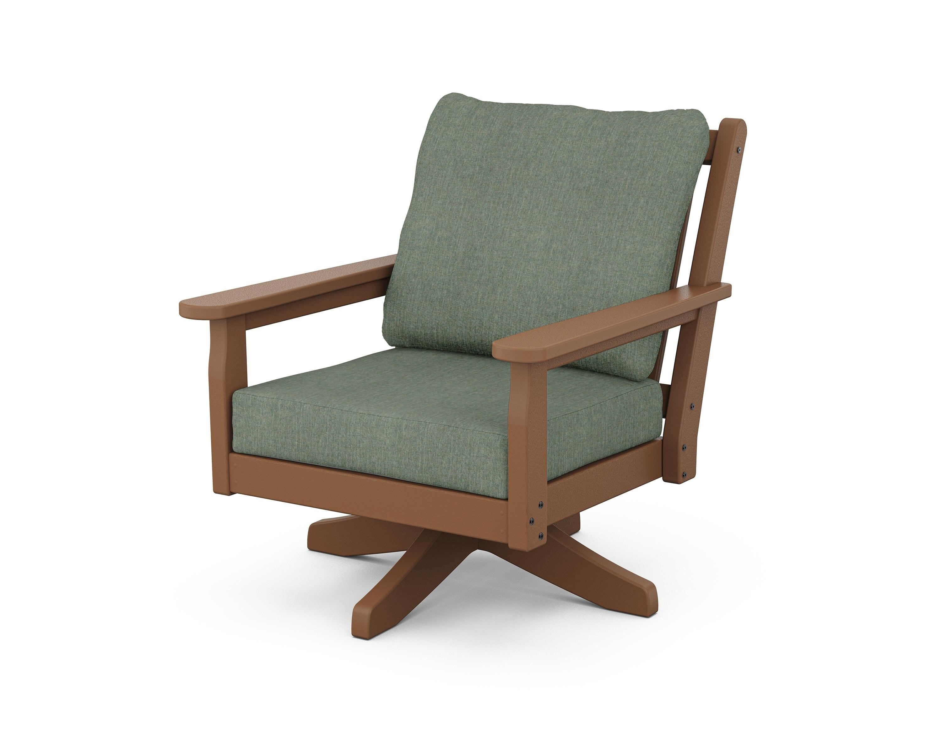 POLYWOOD Chippendale Deep Seating Swivel Chair in Teak / Cast Sage