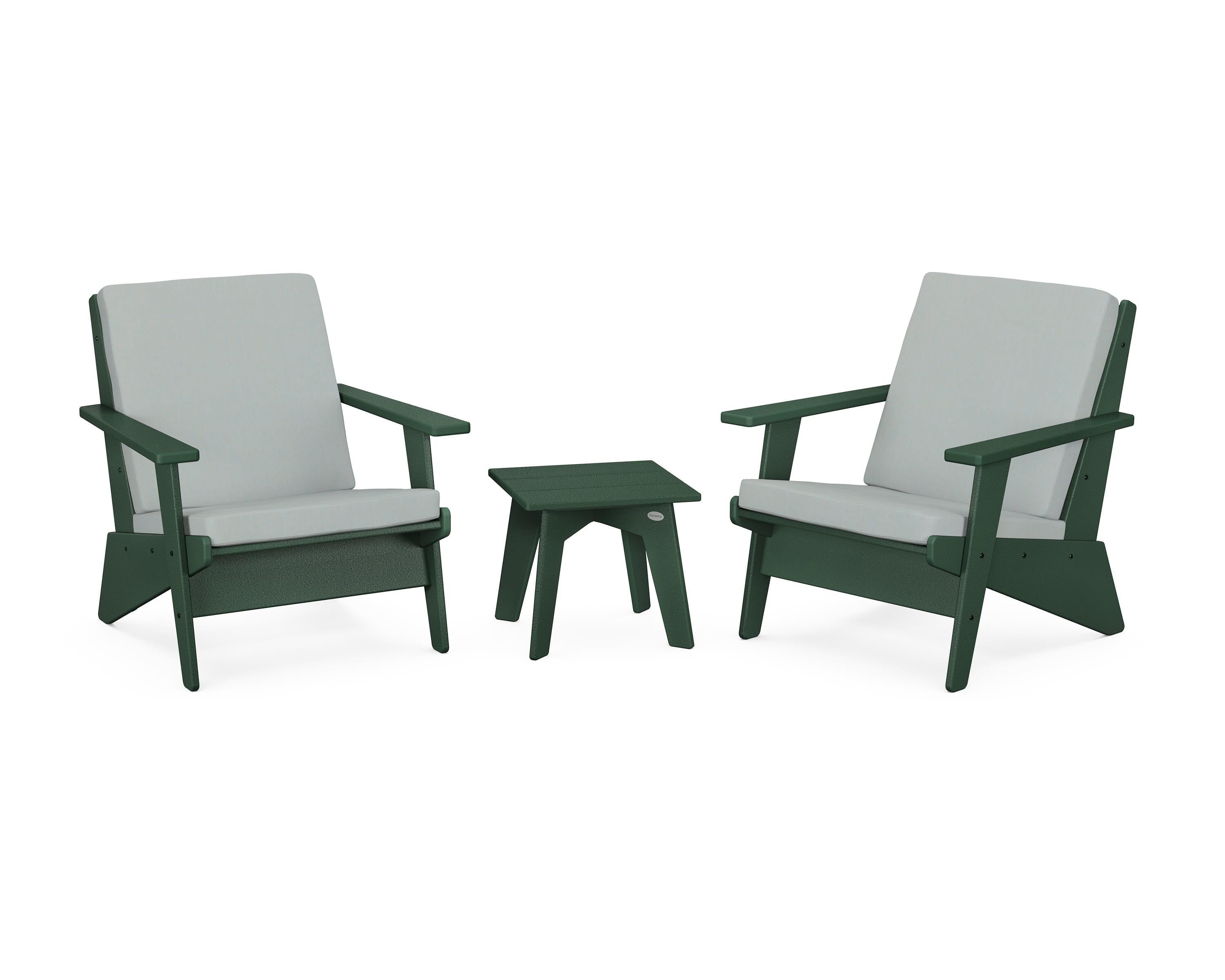 POLYWOOD Riviera Modern Lounge 3-Piece Set in Green / Spa