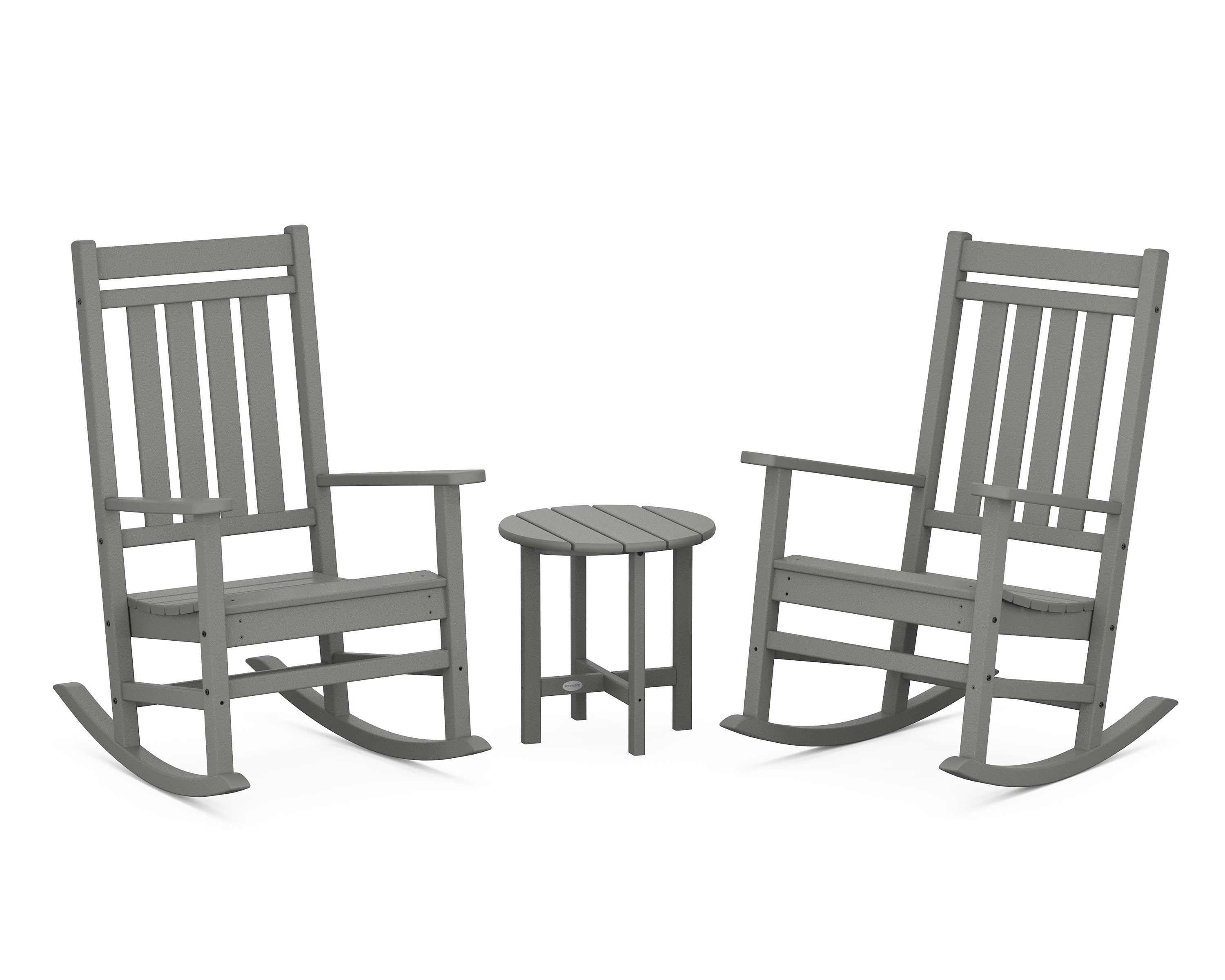 POLYWOOD Estate 3-Piece Rocking Chair Set in Slate Grey