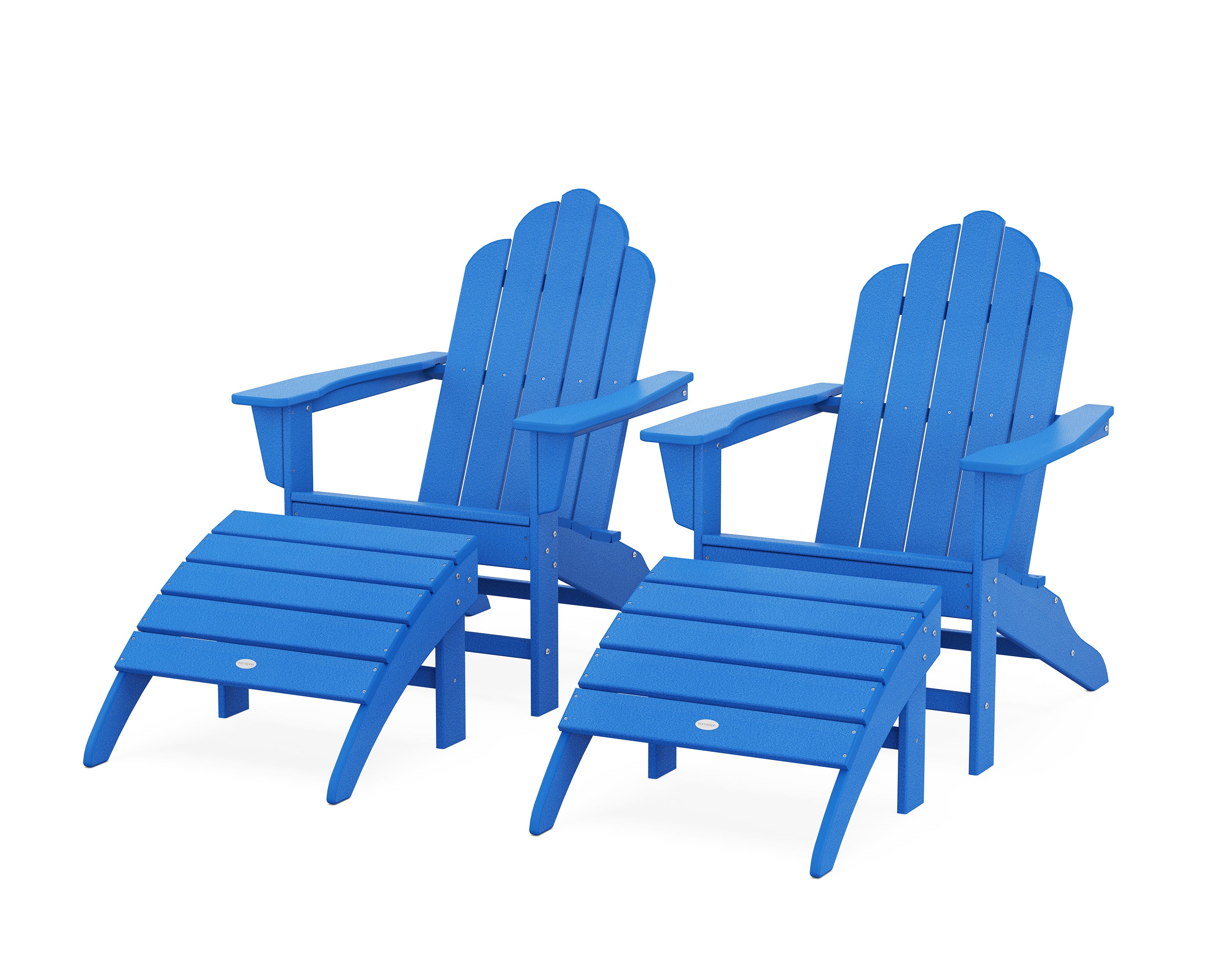 POLYWOOD® Long Island Adirondack Chair 4-Piece Set with Ottomans in Pacific Blue