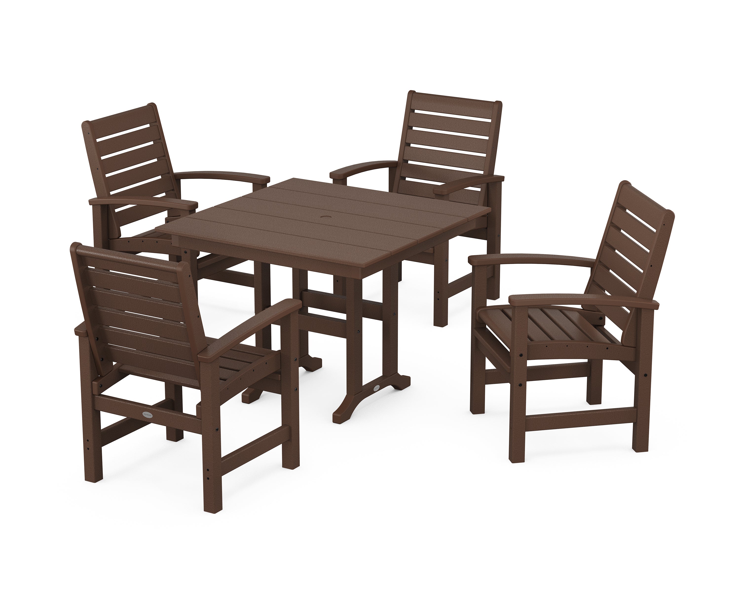 POLYWOOD® Signature 5-Piece Farmhouse Dining Set in Mahogany