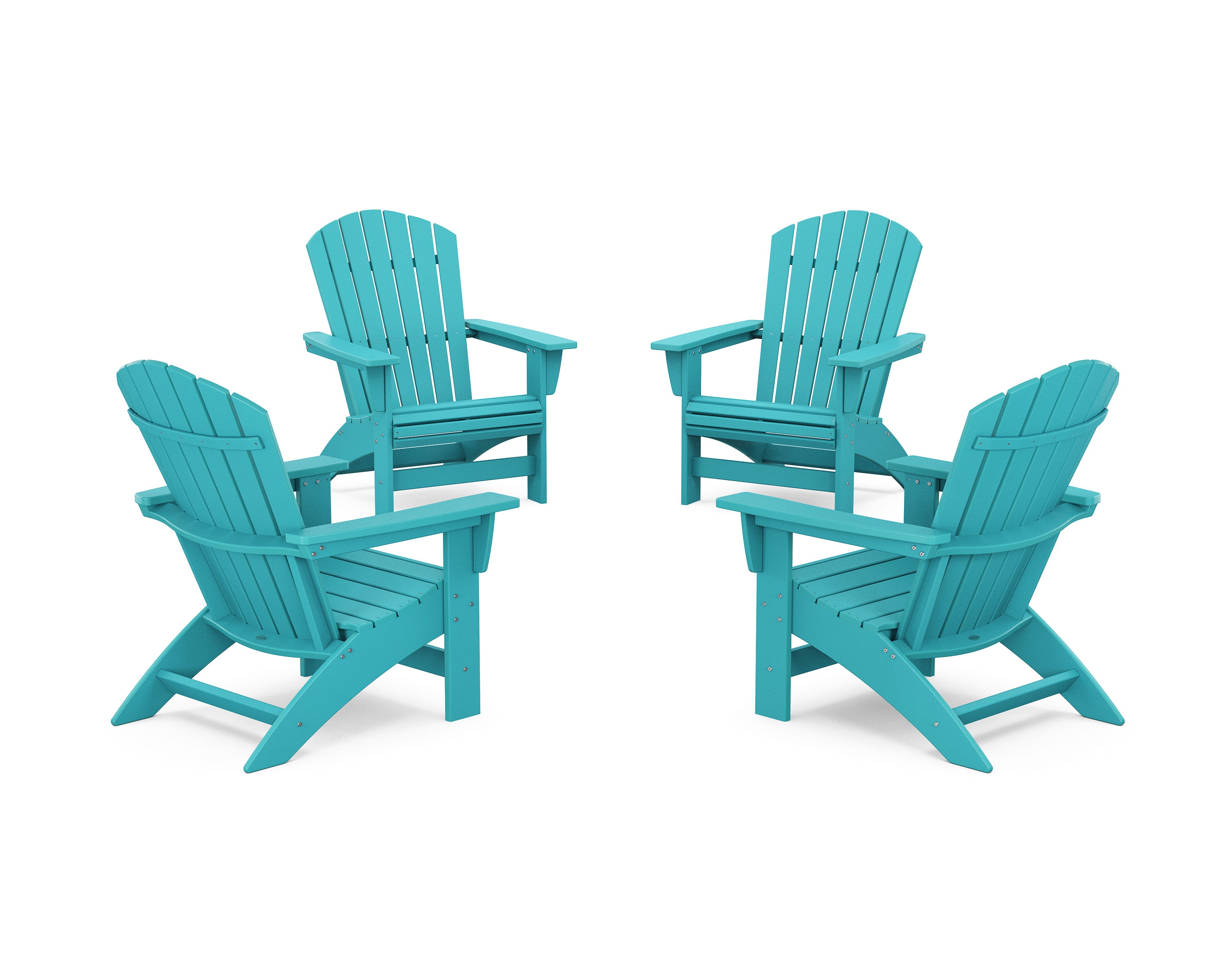 POLYWOOD 4-Piece Nautical Grand Adirondack Chair Conversation Set in Aruba