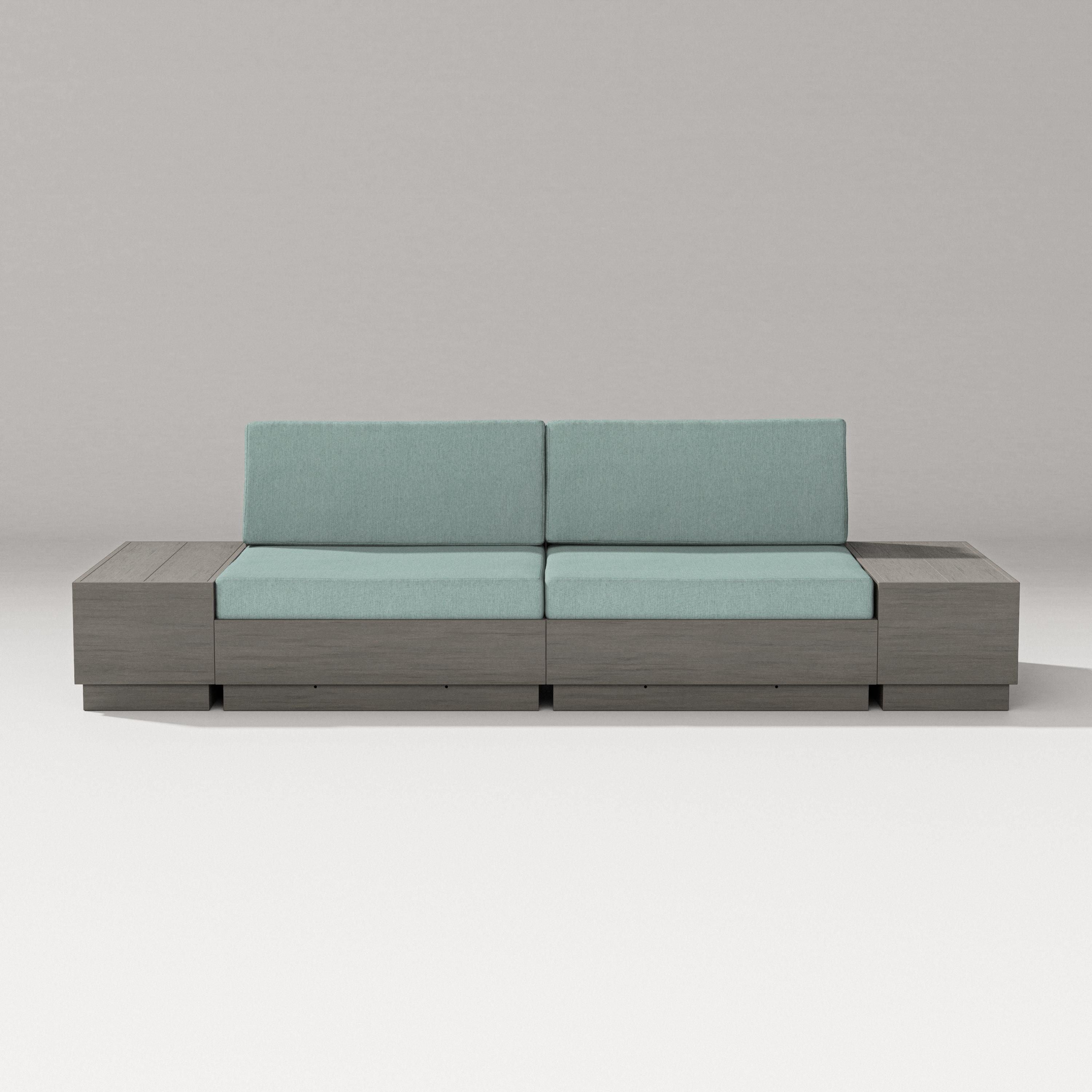 PW Designer Series Elevate 4-Piece Loveseat Sectional in Driftwood / Glacier Spa