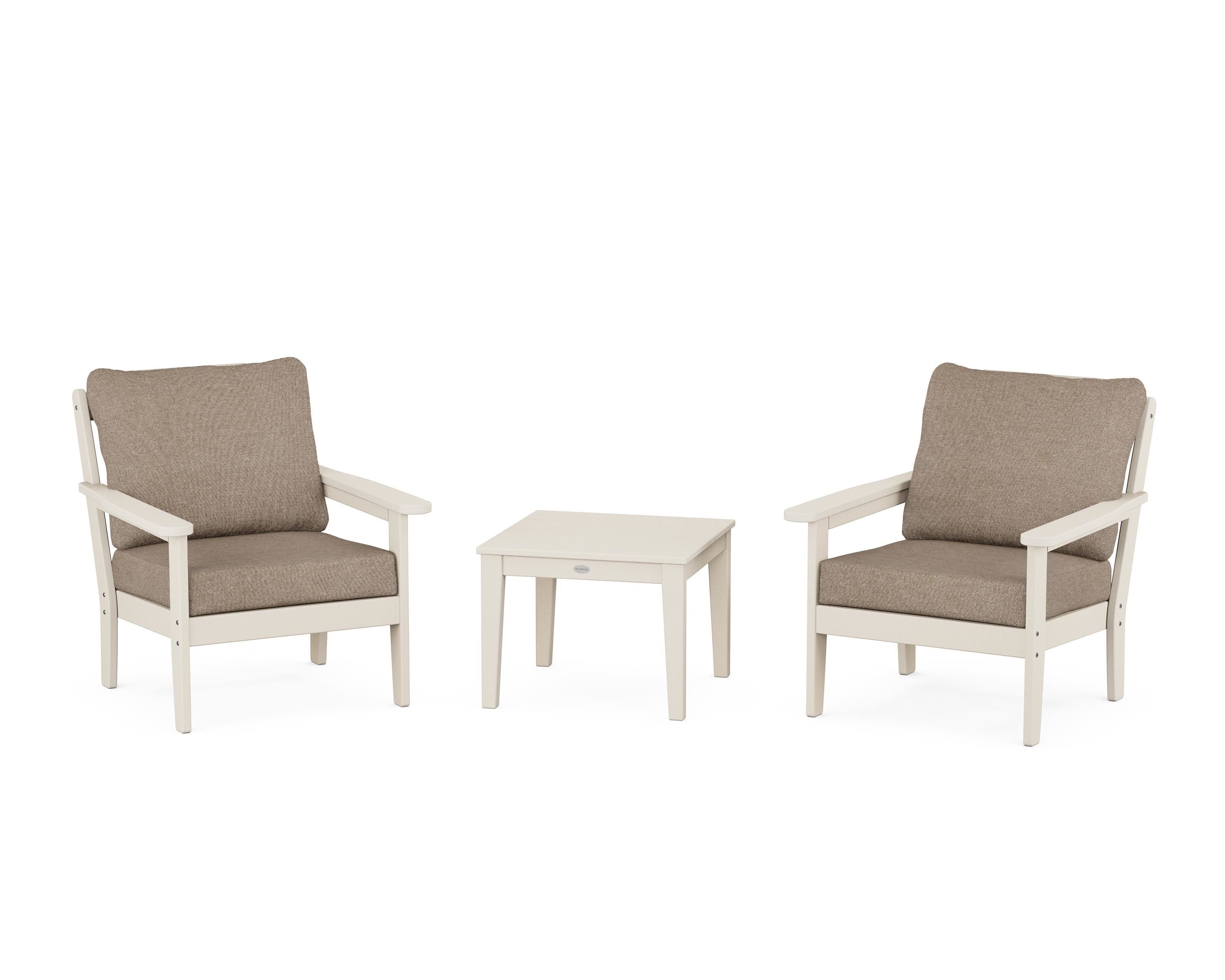 Country Living Cottage 3-Piece Deep Seating Set in Sand / Spiced Burlap