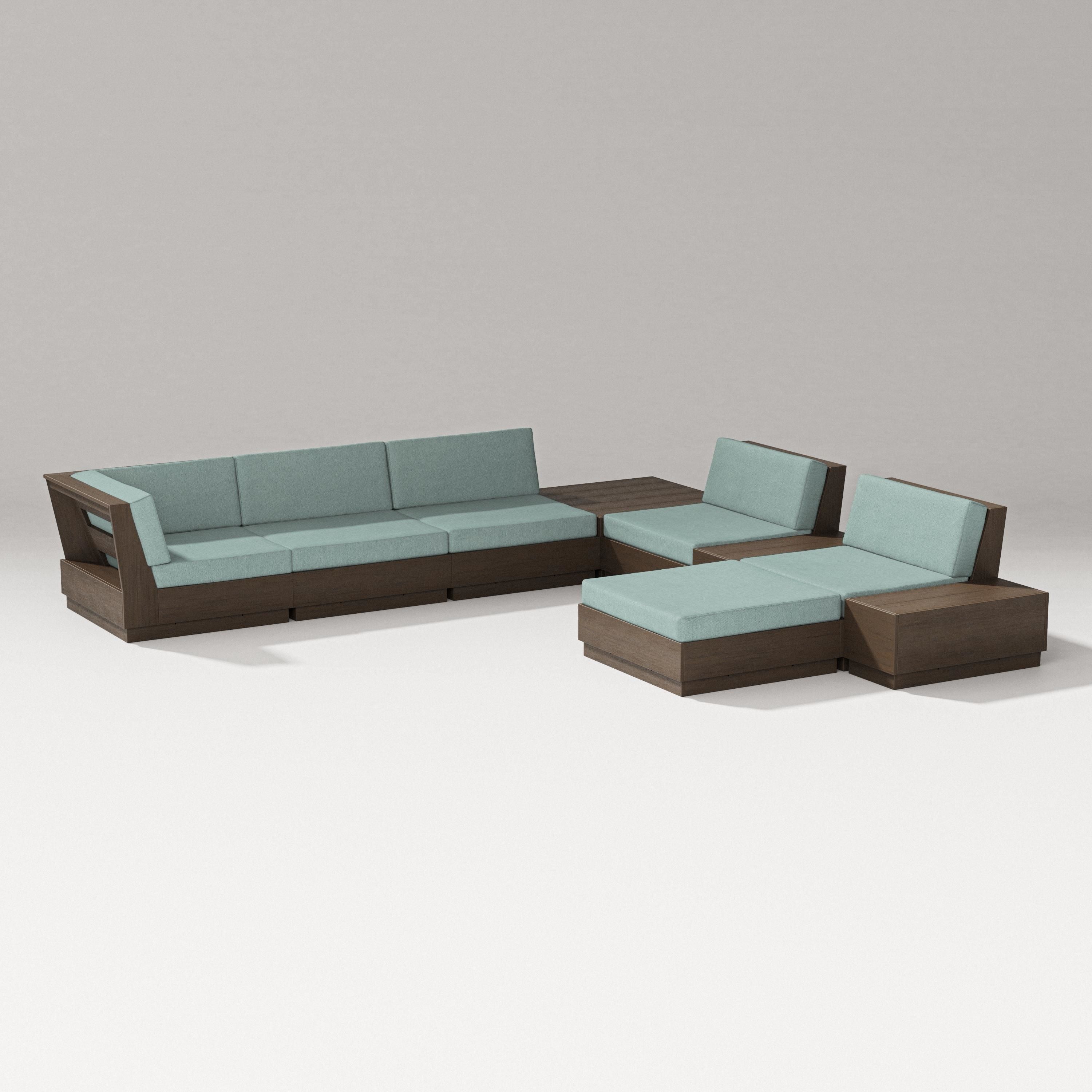 PW Designer Series Elevate 9-Piece Conversation Sectional in Kona / Glacier Spa