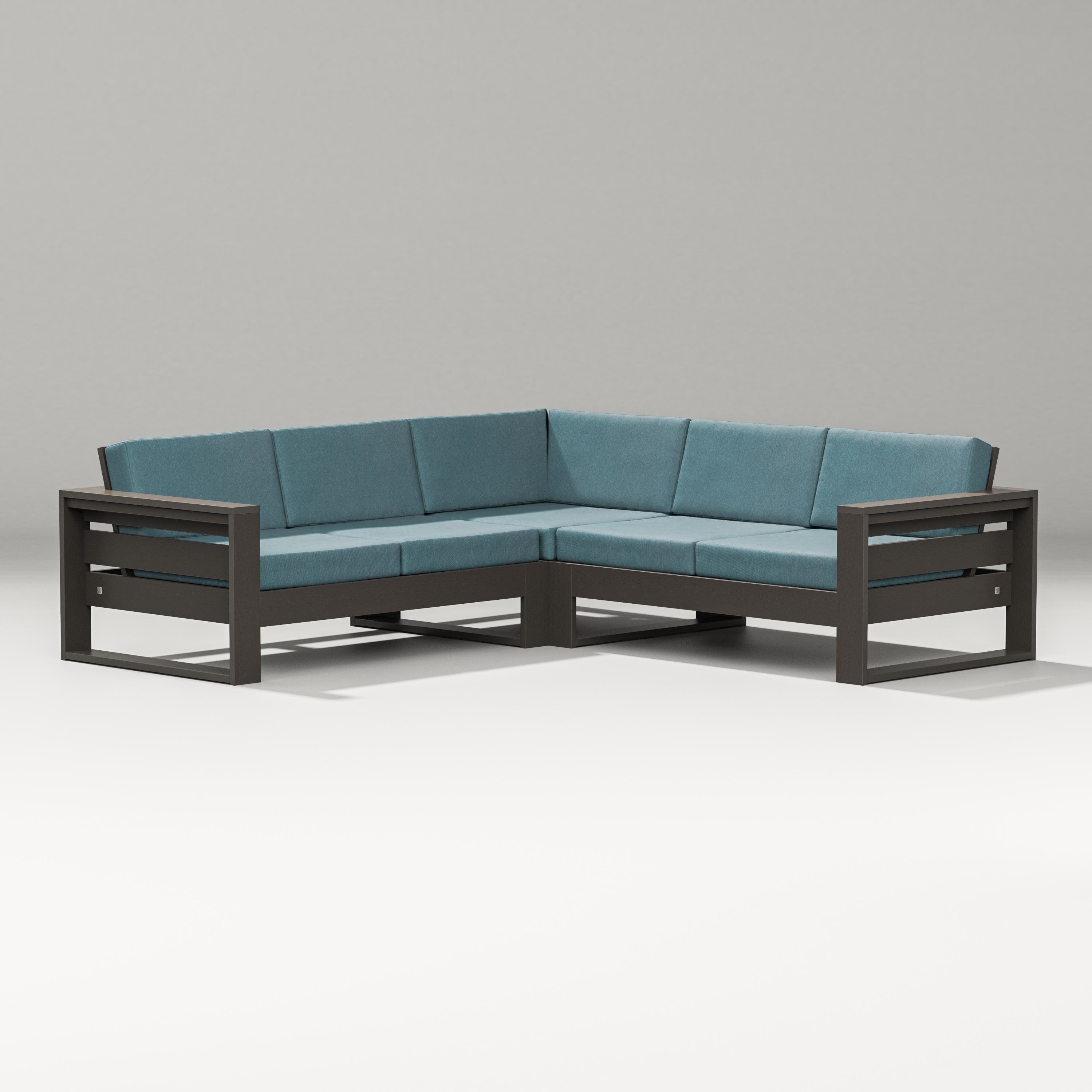 PW Designer Series Latitude Corner Sectional in Vintage Coffee / Ocean Teal
