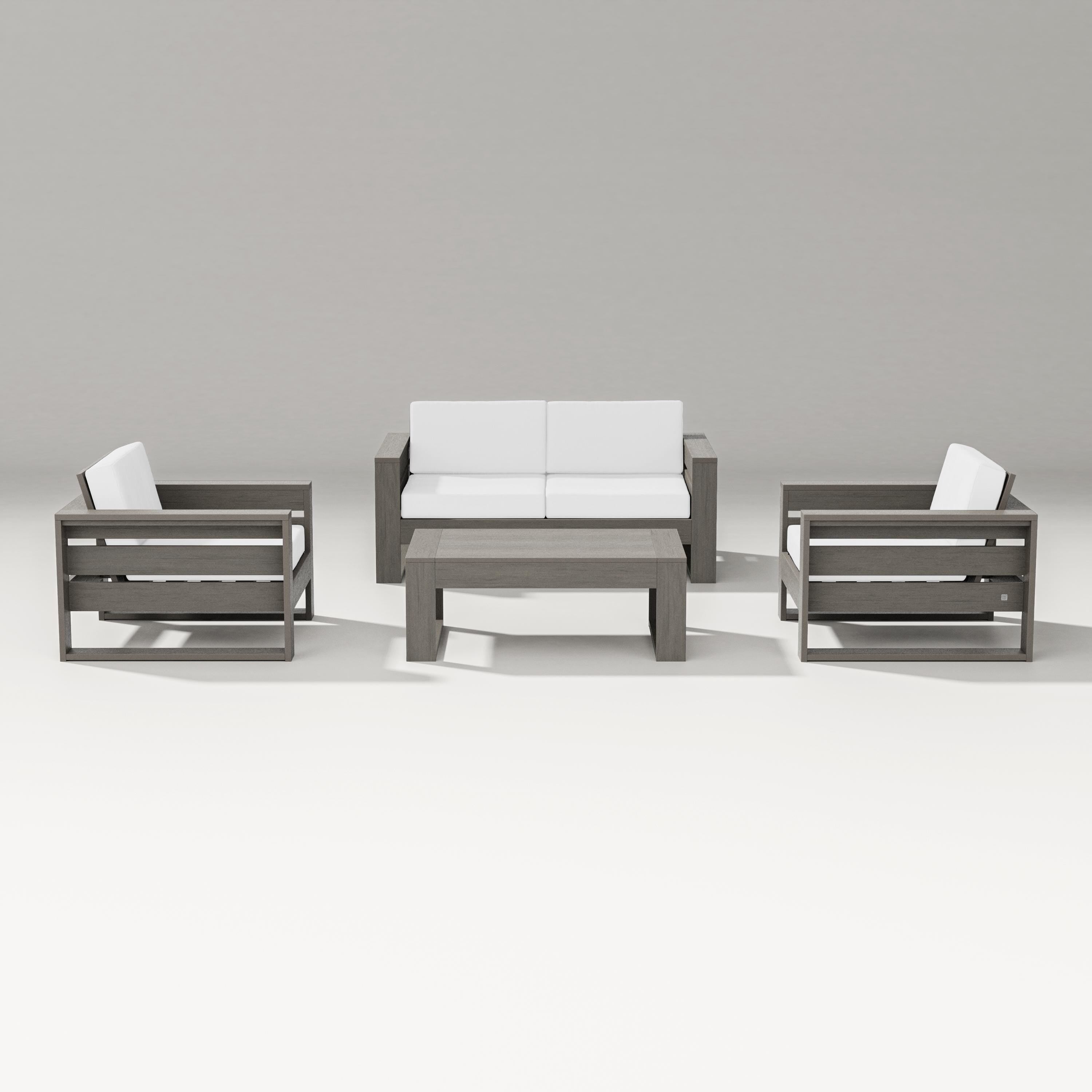 PW Designer Series Latitude 4-Piece Lounge Loveseat Set in Driftwood / Natural