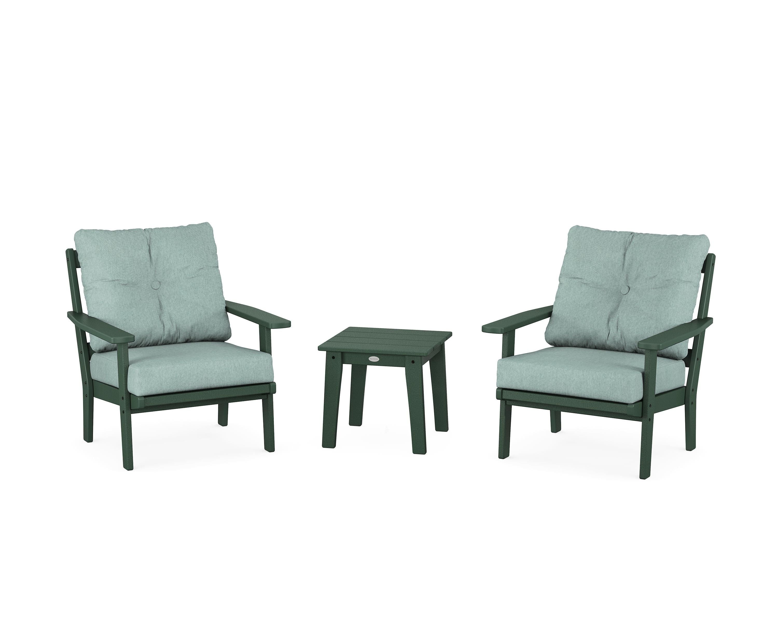POLYWOOD Oxford 3-Piece Deep Seating Set in Green / Glacier Spa