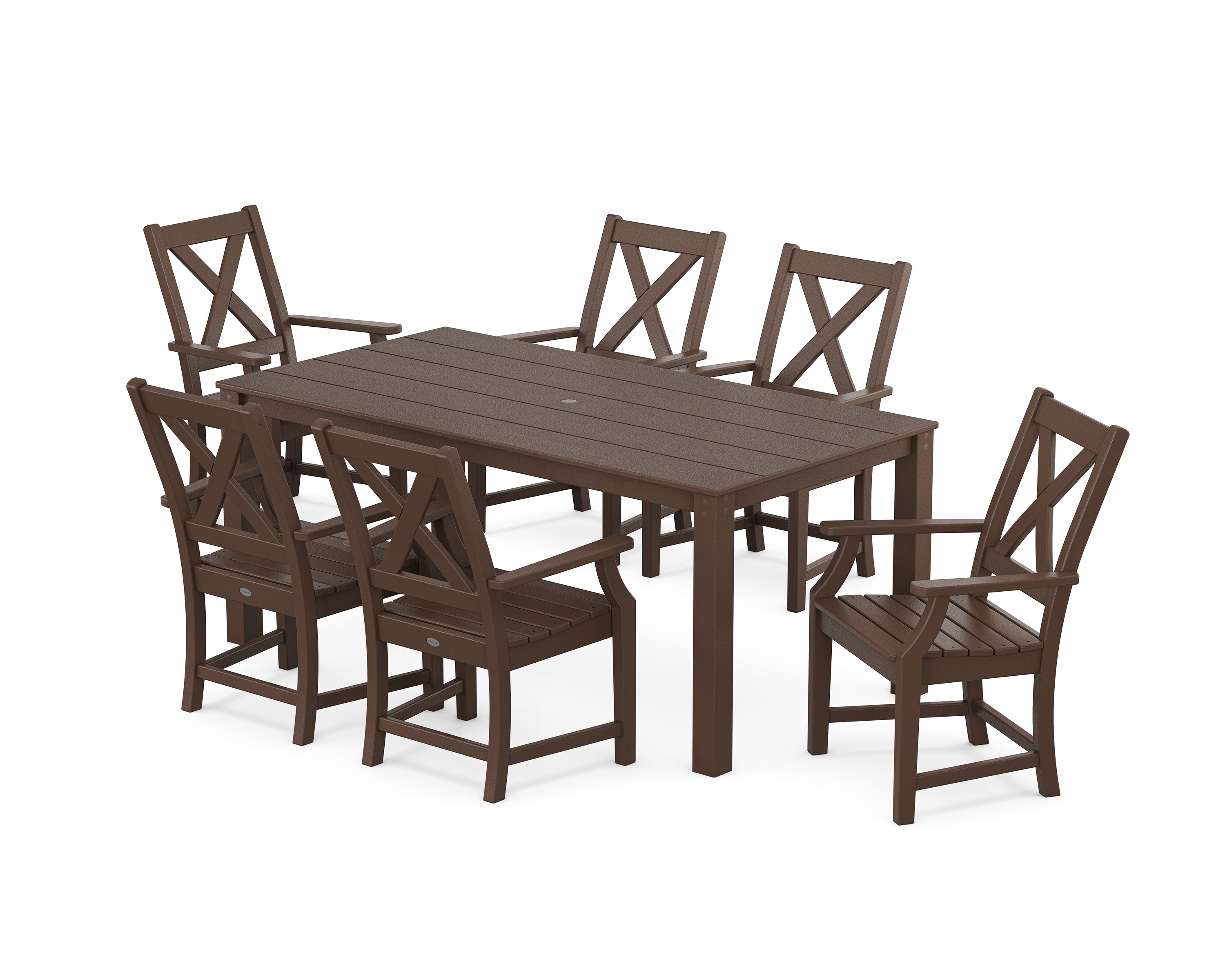 POLYWOOD Braxton Arm Chair 7-Piece Parsons Dining Set in Mahogany