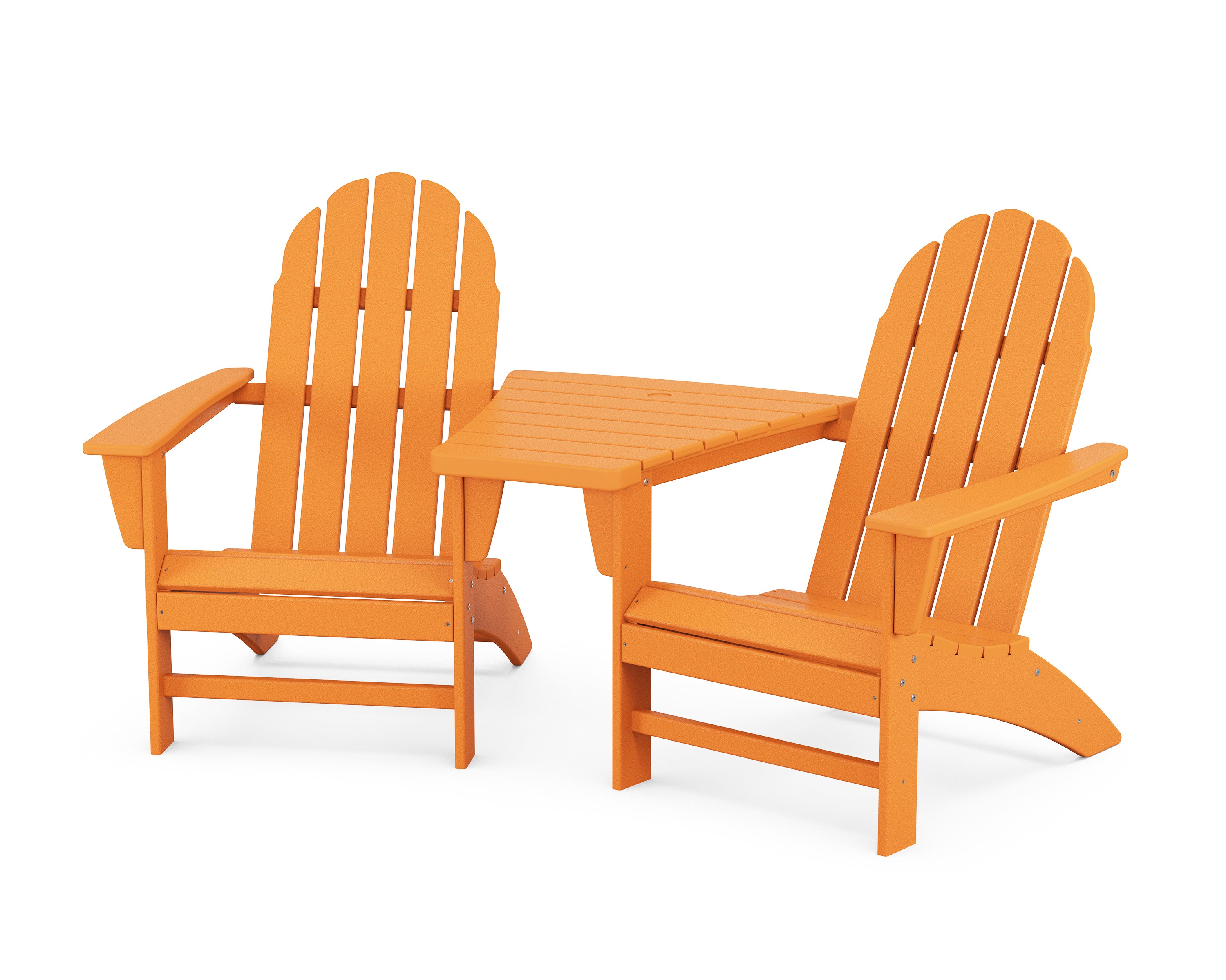 POLYWOOD® Vineyard 3-Piece Adirondack Set with Angled Connecting Table in Tangerine