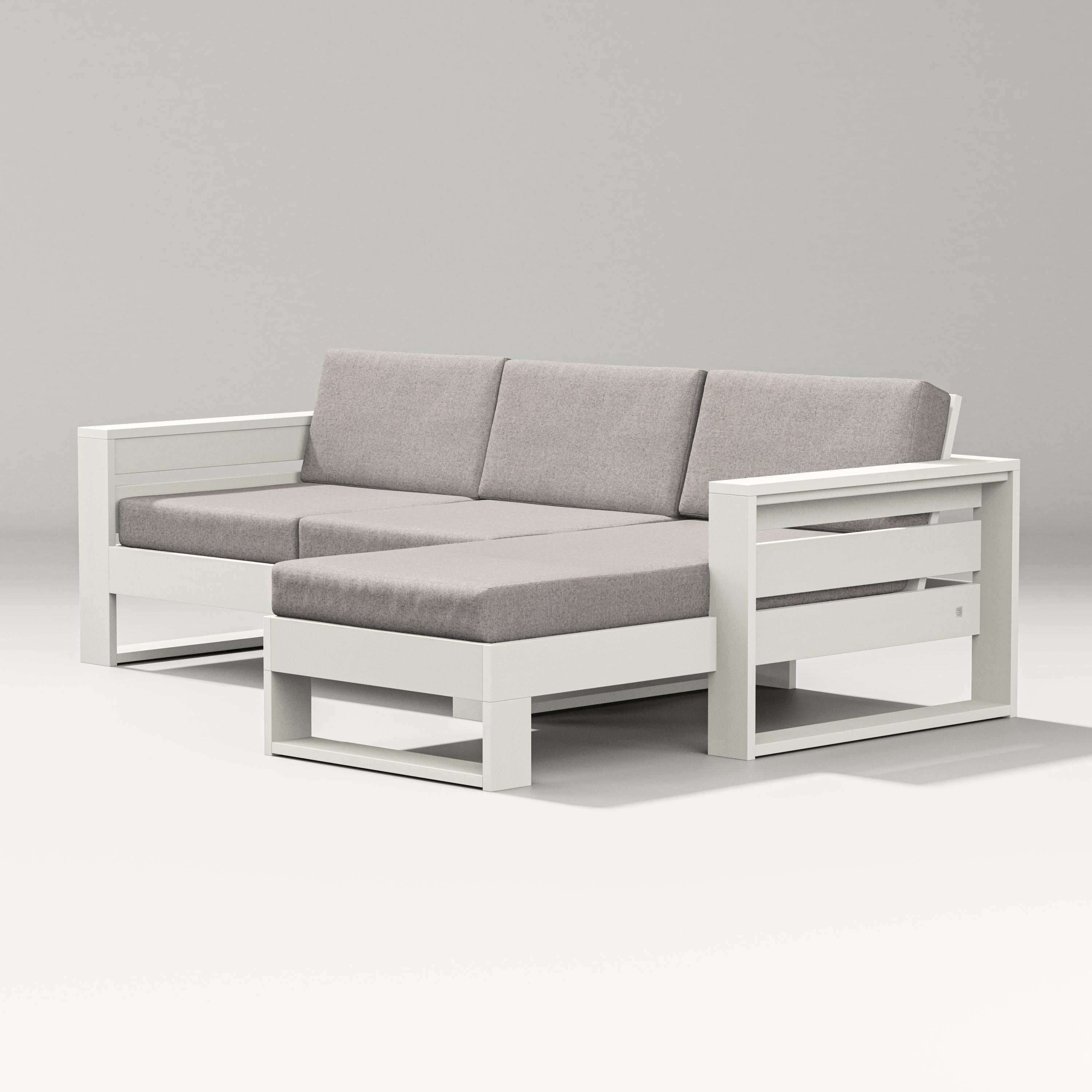 PW Designer Series Latitude Right Chaise Sectional in Vintage White / Weathered Tweed