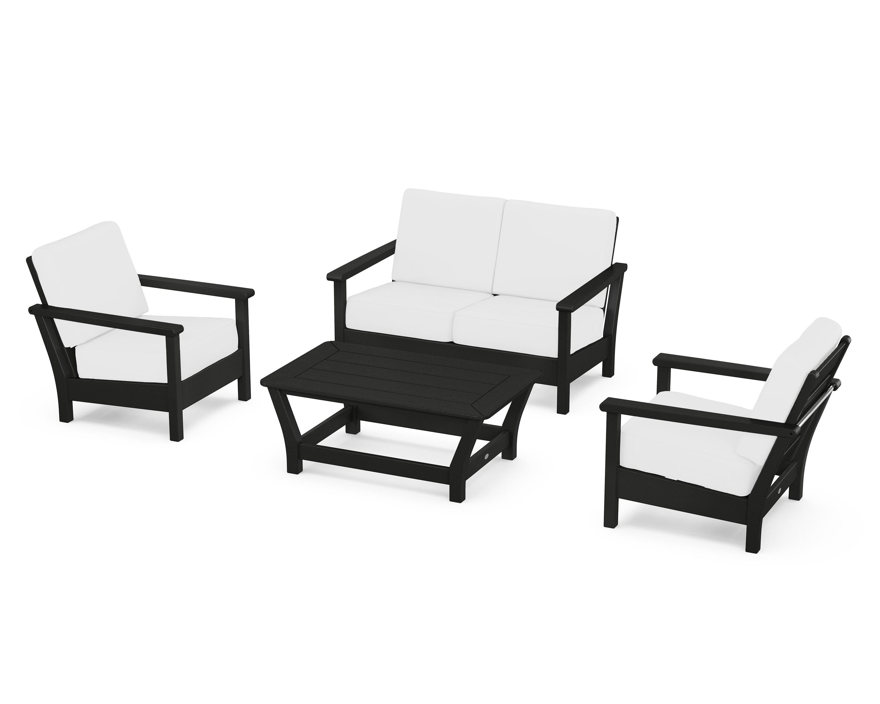 POLYWOOD Harbour 4-Piece Deep Seating Set in Black / Natural