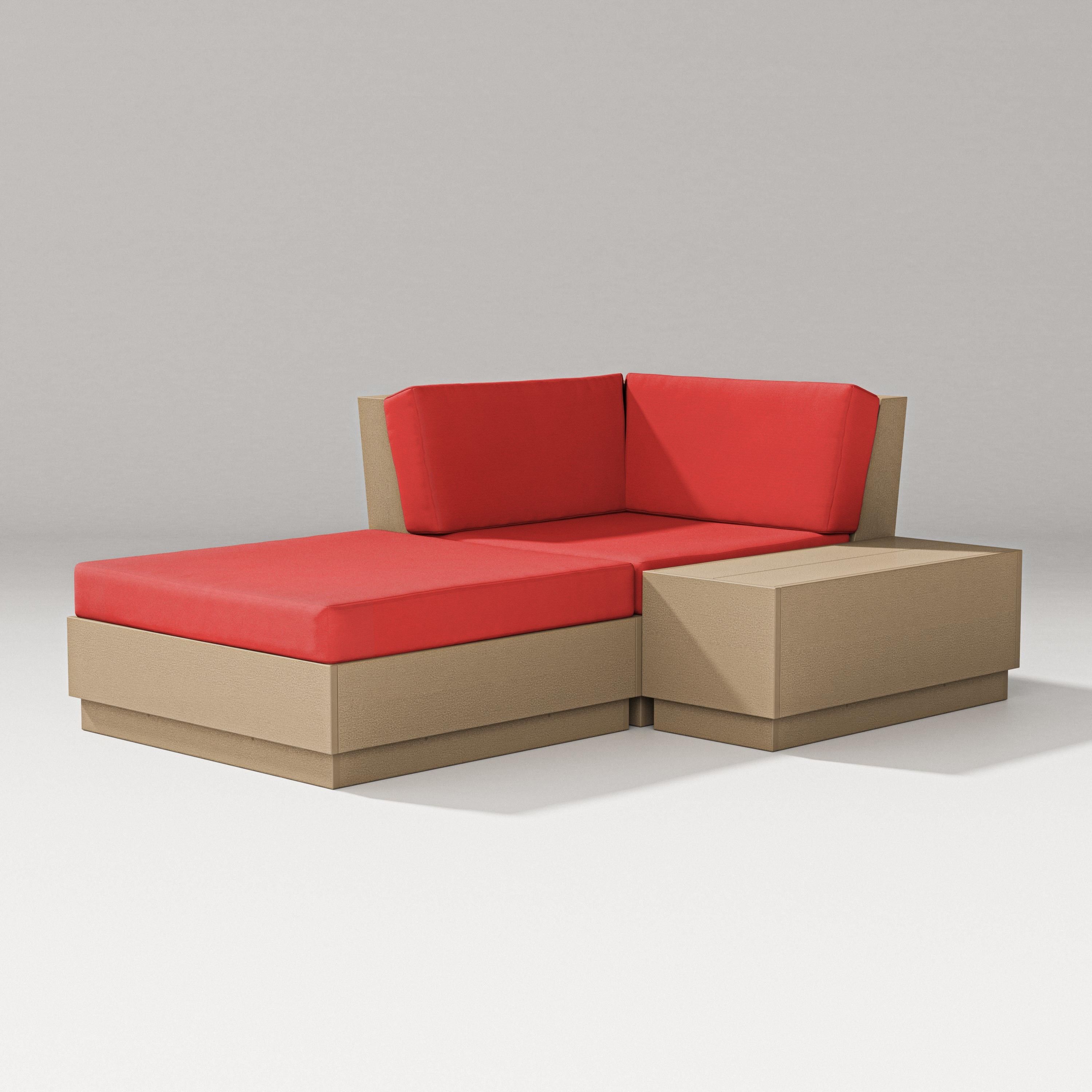 PW Designer Series Elevate Corner Chaise in Vintage Sahara / Crimson Linen